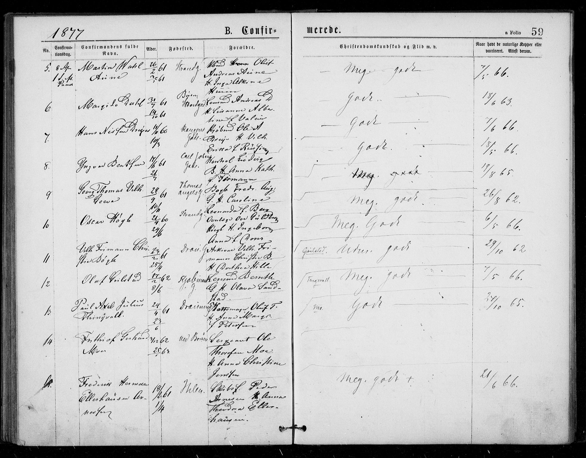 Ministerialprotokoller, klokkerbøker og fødselsregistre - Sør-Trøndelag, SAT/A-1456/602/L0121: Ministerialbok nr. 602A19, 1872-1879, s. 59
