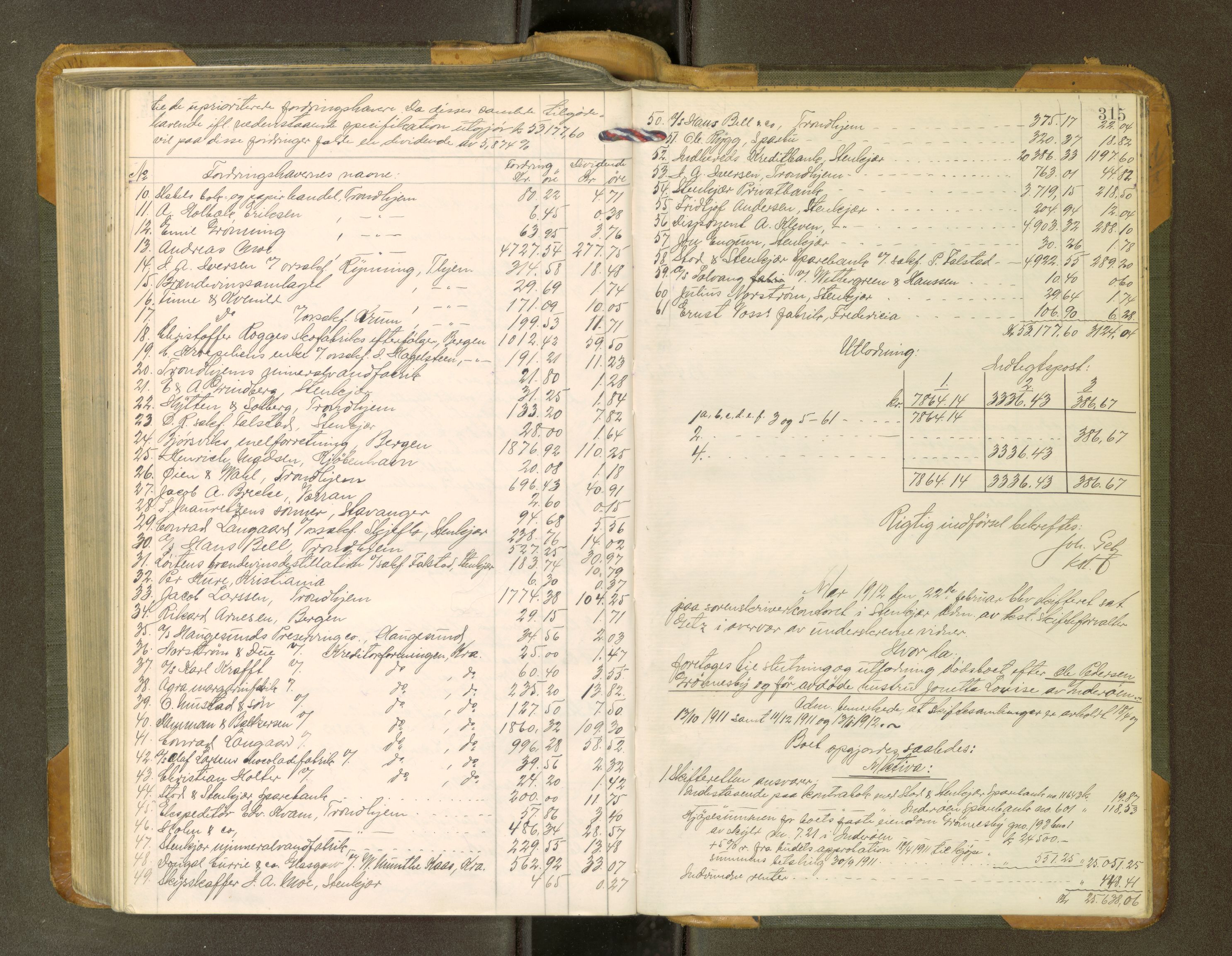 Inderøy sorenskriveri, AV/SAT-A-4147/1/3/3A/L0031: Skifteslutningsprotokoll 6, 1904-1912, s. 315