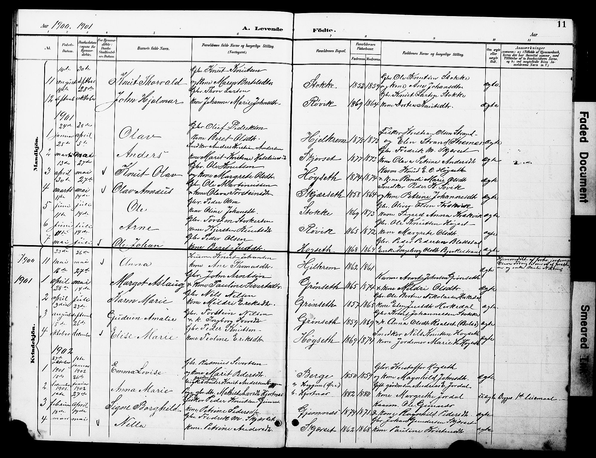 Ministerialprotokoller, klokkerbøker og fødselsregistre - Møre og Romsdal, SAT/A-1454/585/L0973: Klokkerbok nr. 585C01, 1893-1930, s. 11