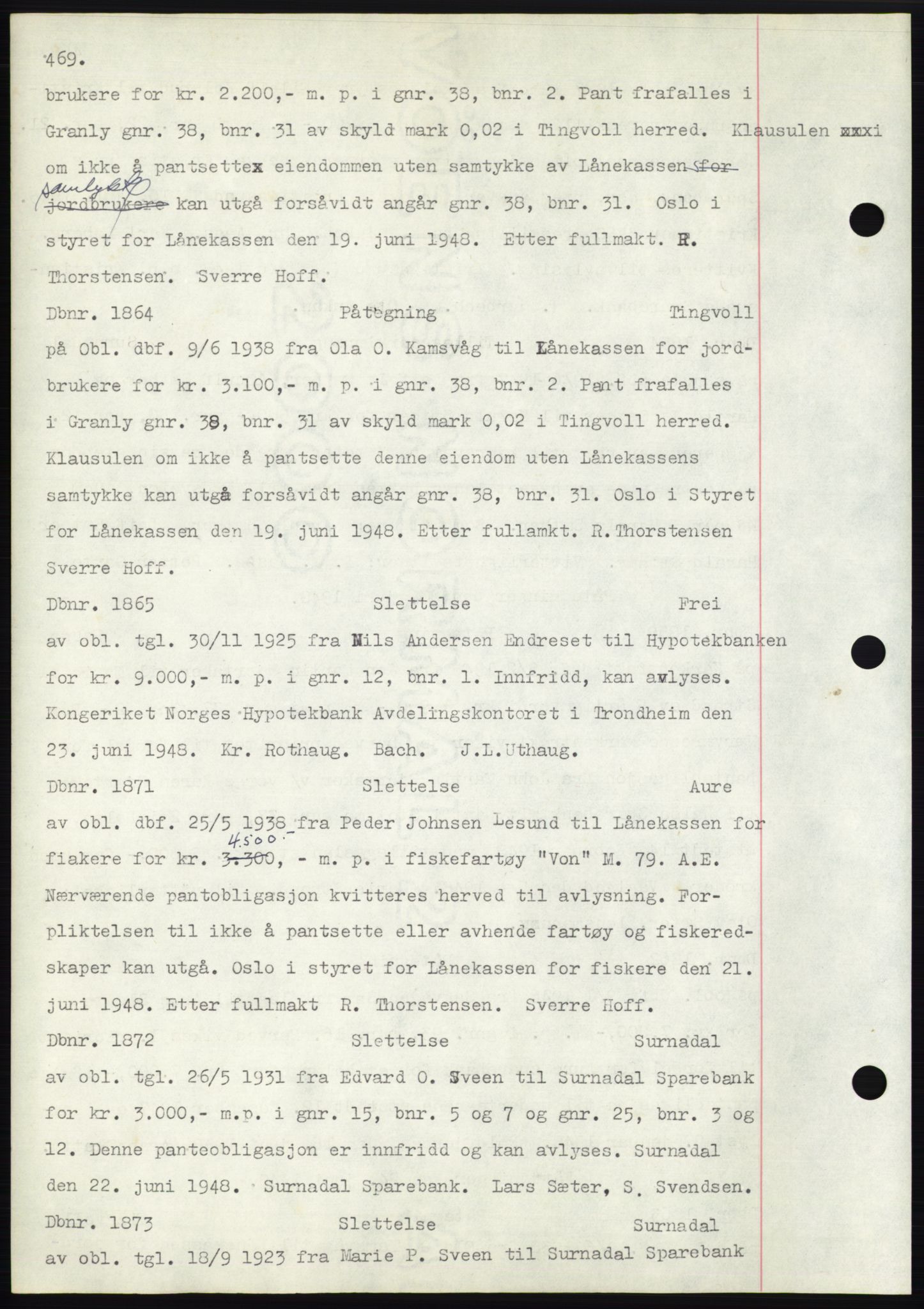 Nordmøre sorenskriveri, SAT/A-4132/1/2/2Ca: Pantebok nr. C82b, 1946-1951, Dagboknr: 1864/1948