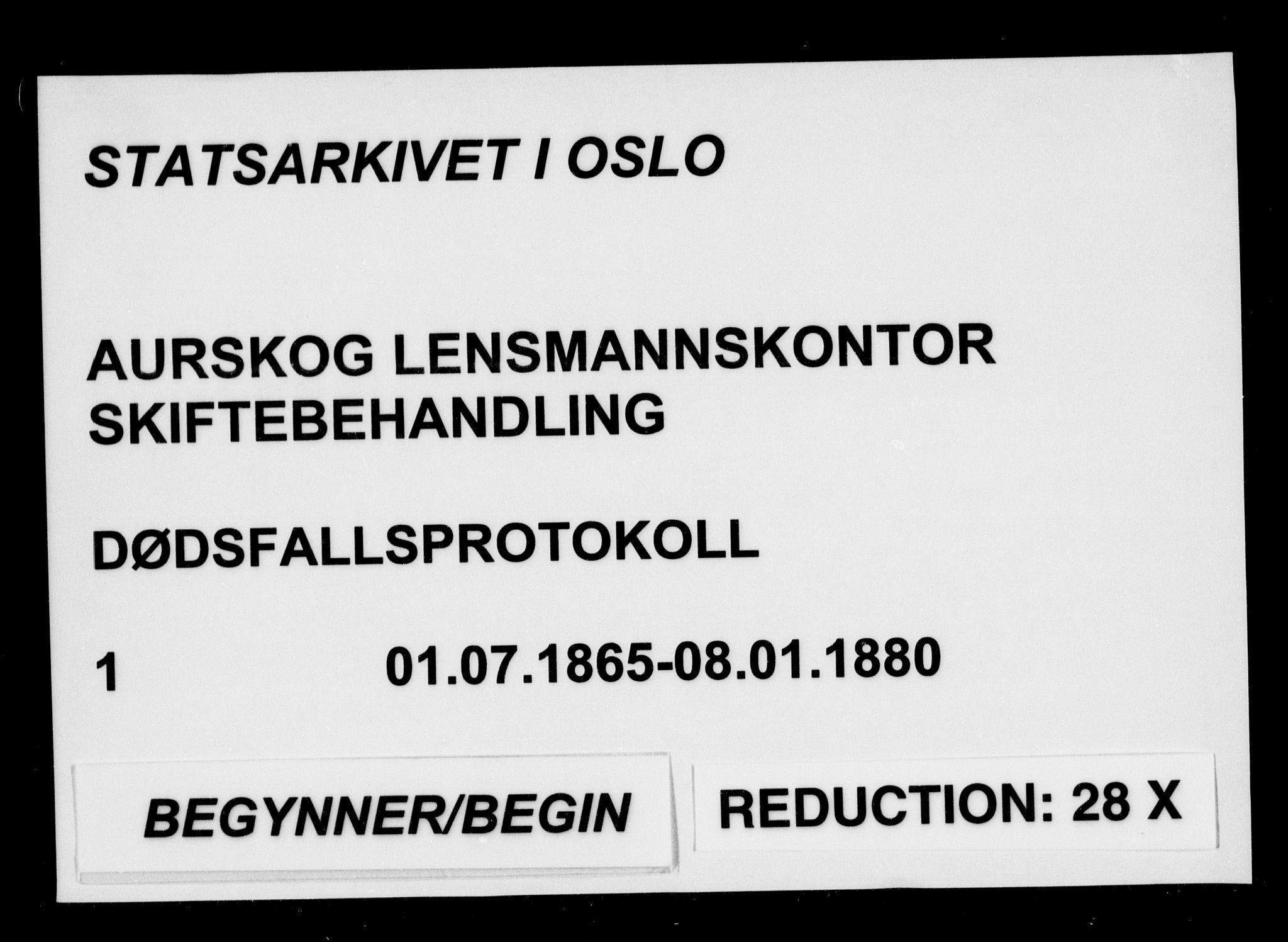 Aurskog lensmannskontor, SAO/A-10350/H/Ha/Haa/L0001: Dødsfallsprotokoll, 1865-1880
