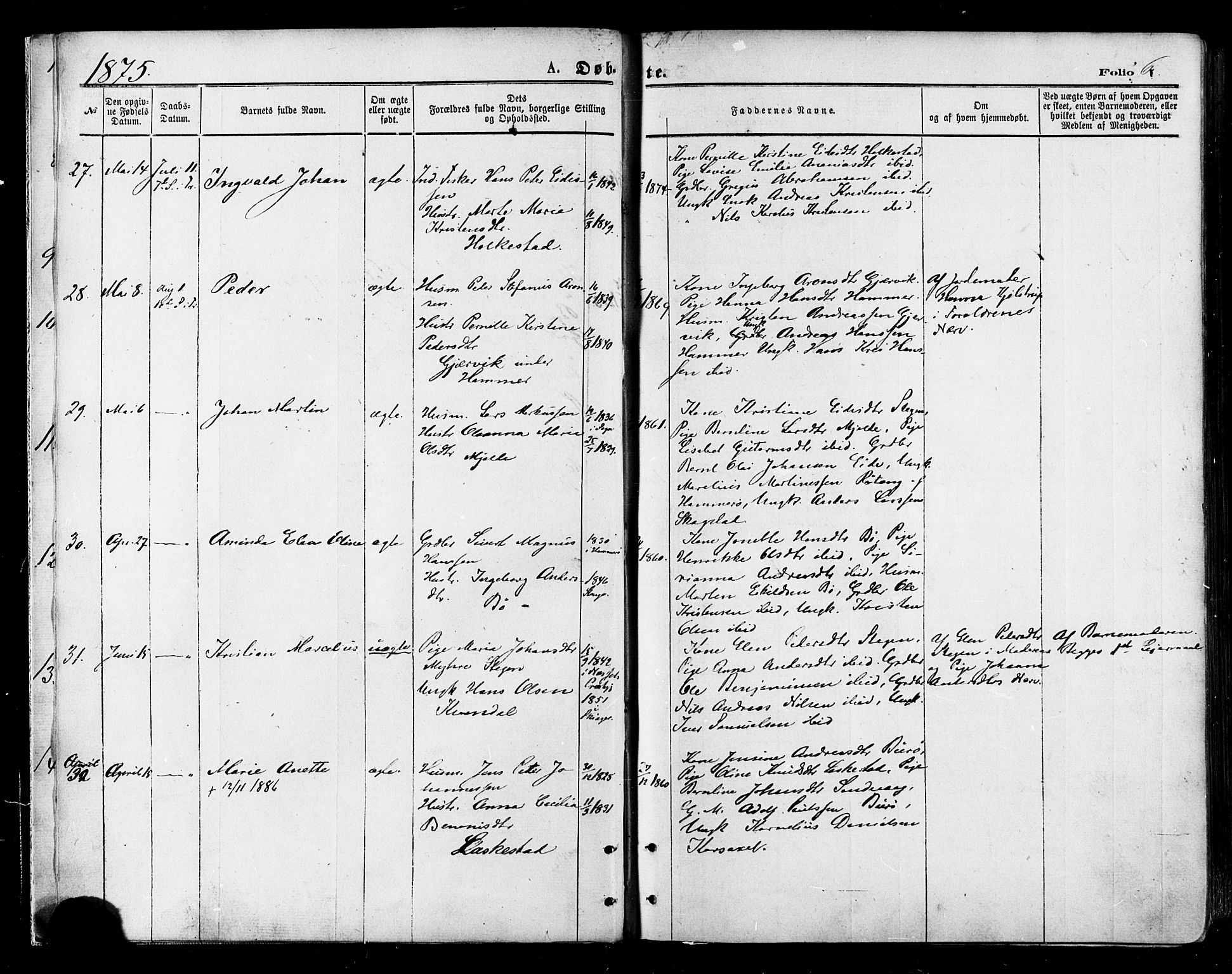 Ministerialprotokoller, klokkerbøker og fødselsregistre - Nordland, AV/SAT-A-1459/855/L0802: Ministerialbok nr. 855A10, 1875-1886, s. 6