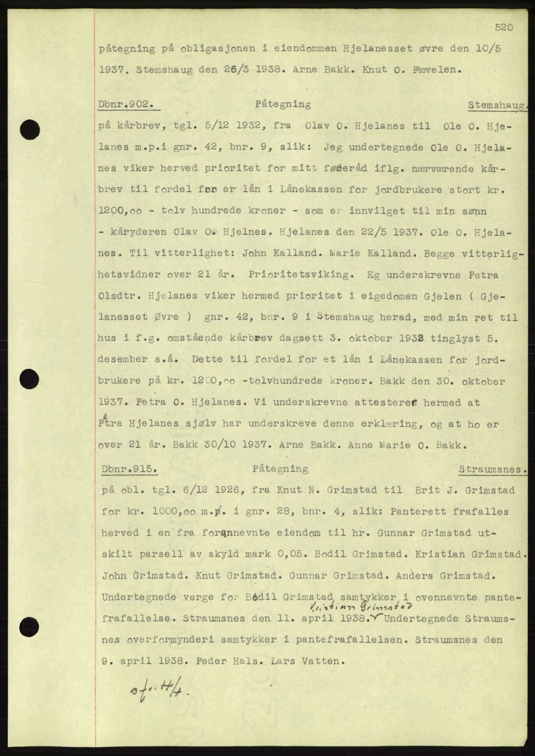 Nordmøre sorenskriveri, SAT/A-4132/1/2/2Ca: Pantebok nr. C80, 1936-1939, Dagboknr: 902/1938
