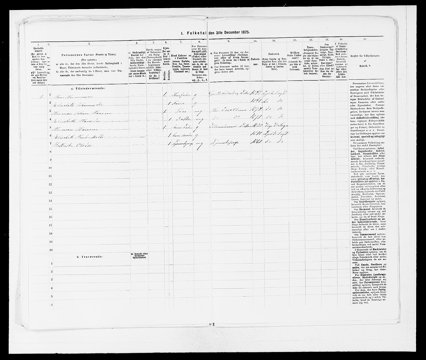 SAB, Folketelling 1875 for 1246P Fjell prestegjeld, 1875, s. 418