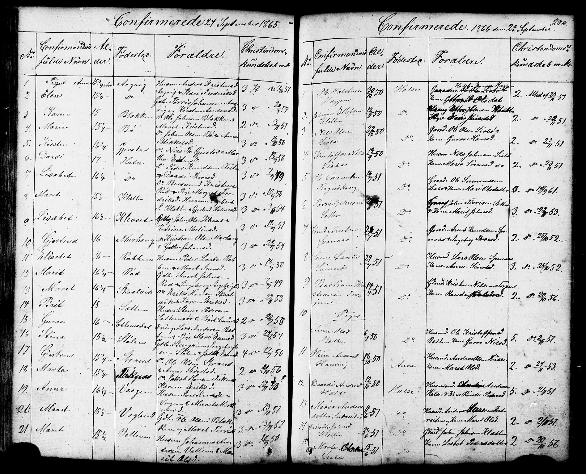 Ministerialprotokoller, klokkerbøker og fødselsregistre - Møre og Romsdal, SAT/A-1454/576/L0890: Klokkerbok nr. 576C01, 1837-1908, s. 284