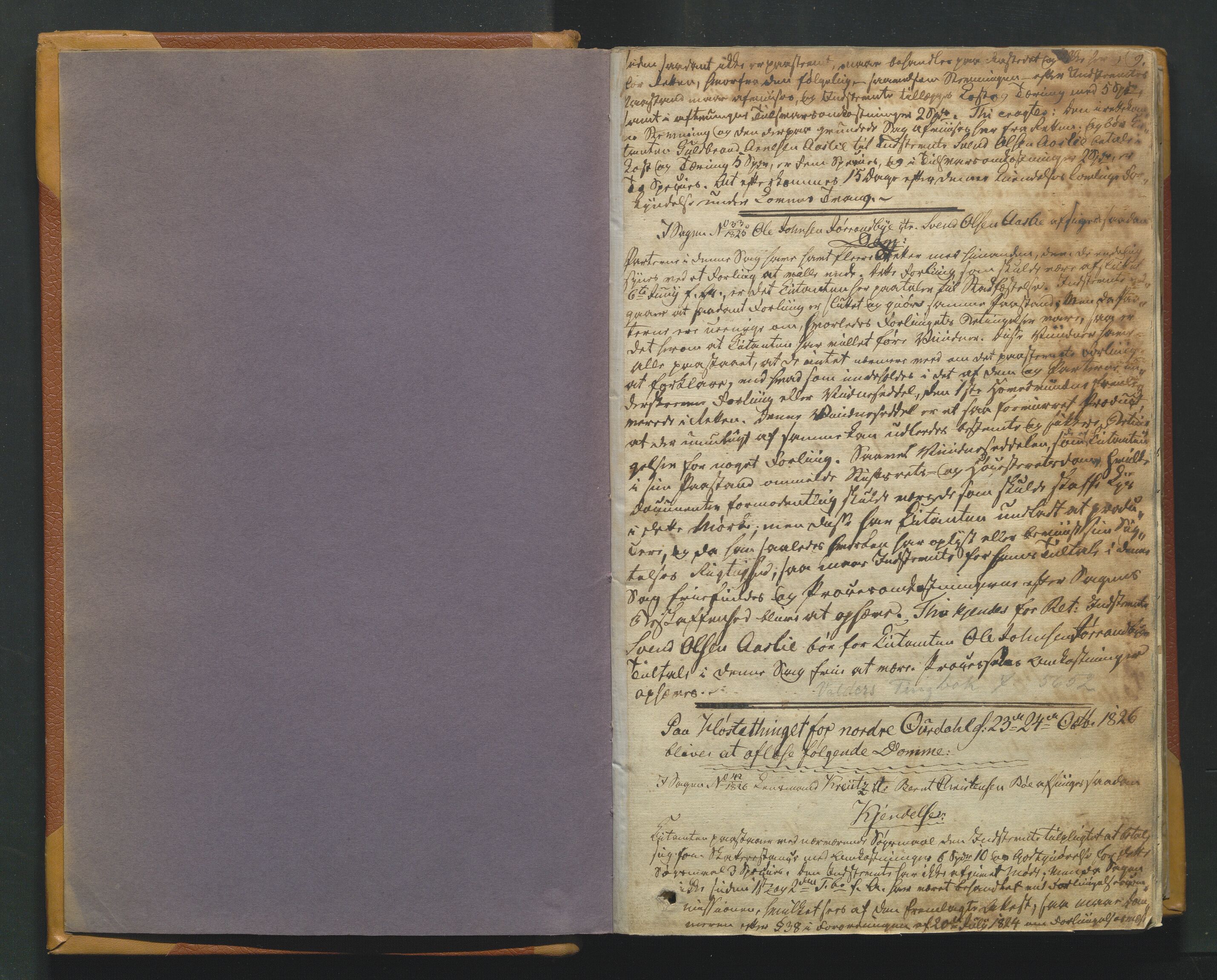 Valdres sorenskriveri, SAH/TING-016/G/Gb/L0007: Tingbok, 1826-1832, s. 9a