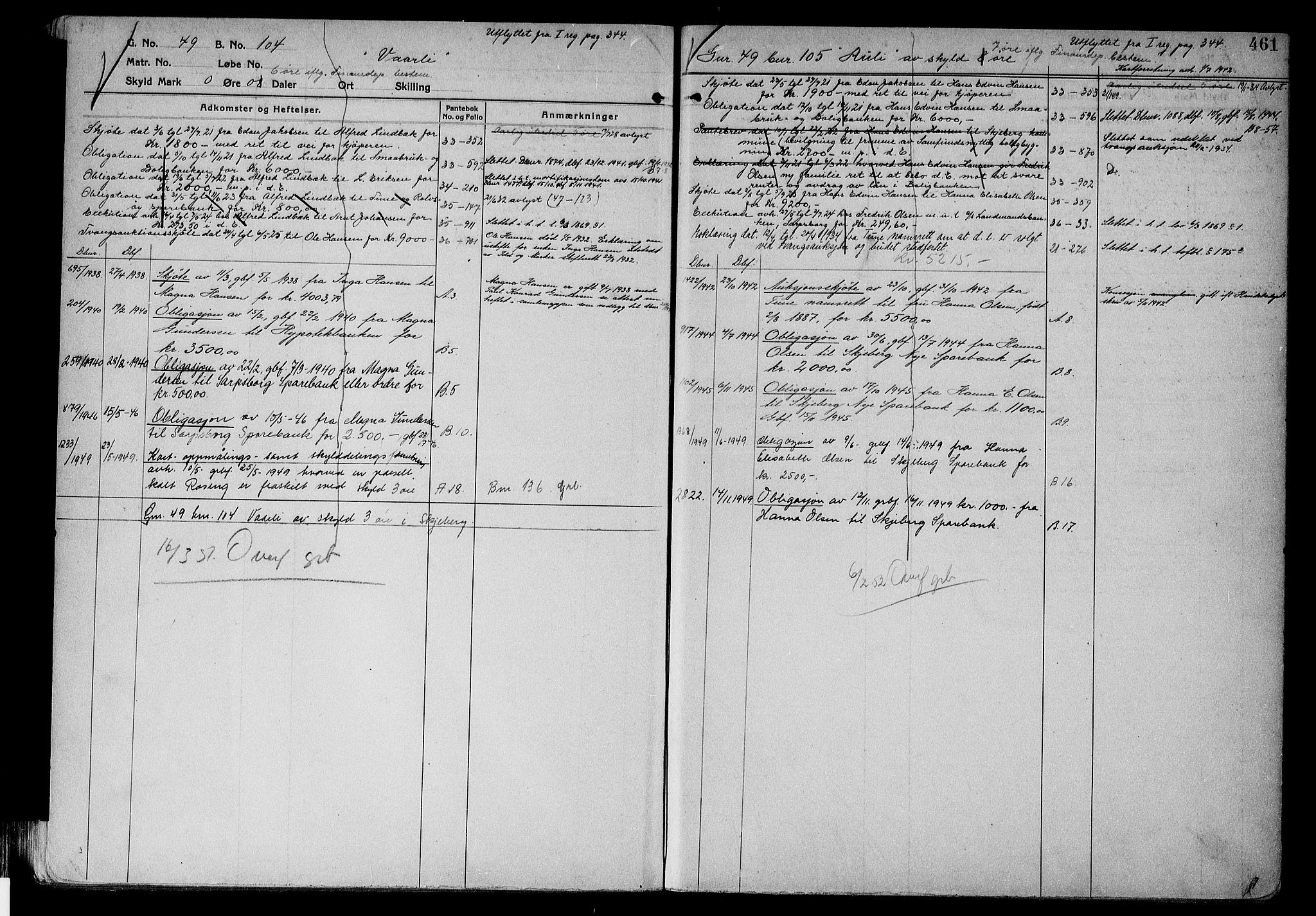 Tune sorenskriveri, AV/SAO-A-10470/G/Ga/Gab/Gabf/L0002b: Panteregister nr. VI 2b, 1910-1953, s. 461
