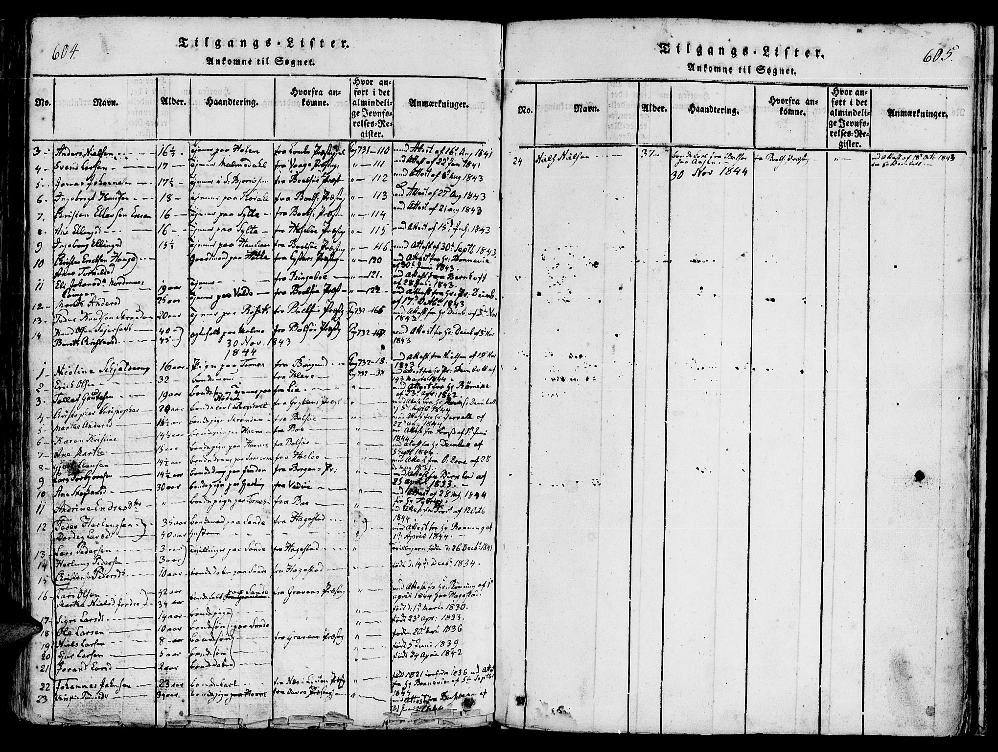 Ministerialprotokoller, klokkerbøker og fødselsregistre - Møre og Romsdal, SAT/A-1454/565/L0747: Ministerialbok nr. 565A01, 1817-1844, s. 604-605
