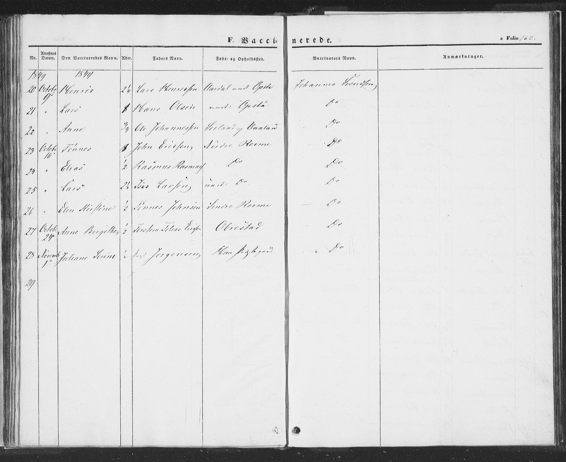 Hå sokneprestkontor, AV/SAST-A-101801/001/30BA/L0006: Ministerialbok nr. A 5, 1842-1853, s. 162