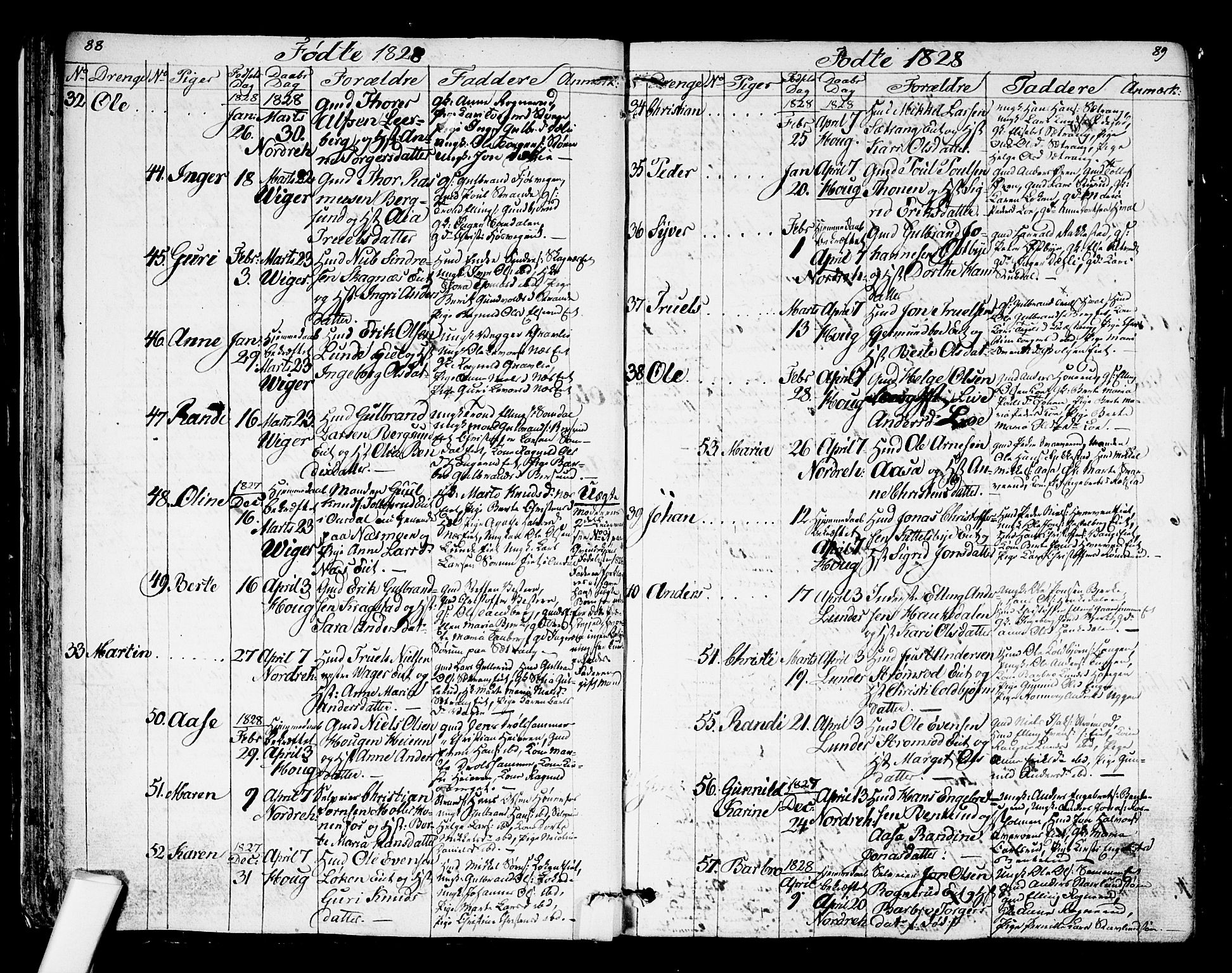 Norderhov kirkebøker, AV/SAKO-A-237/G/Ga/L0004: Klokkerbok nr. I 4, 1824-1849, s. 88-89