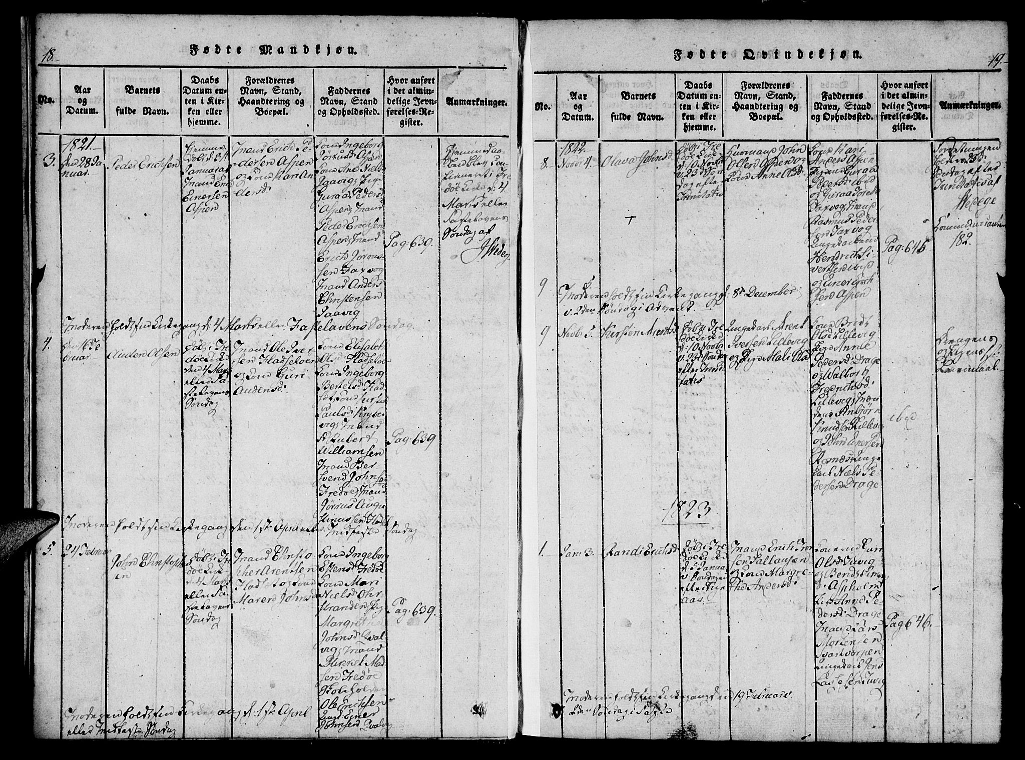 Ministerialprotokoller, klokkerbøker og fødselsregistre - Møre og Romsdal, AV/SAT-A-1454/573/L0873: Klokkerbok nr. 573C01, 1819-1834, s. 18-19