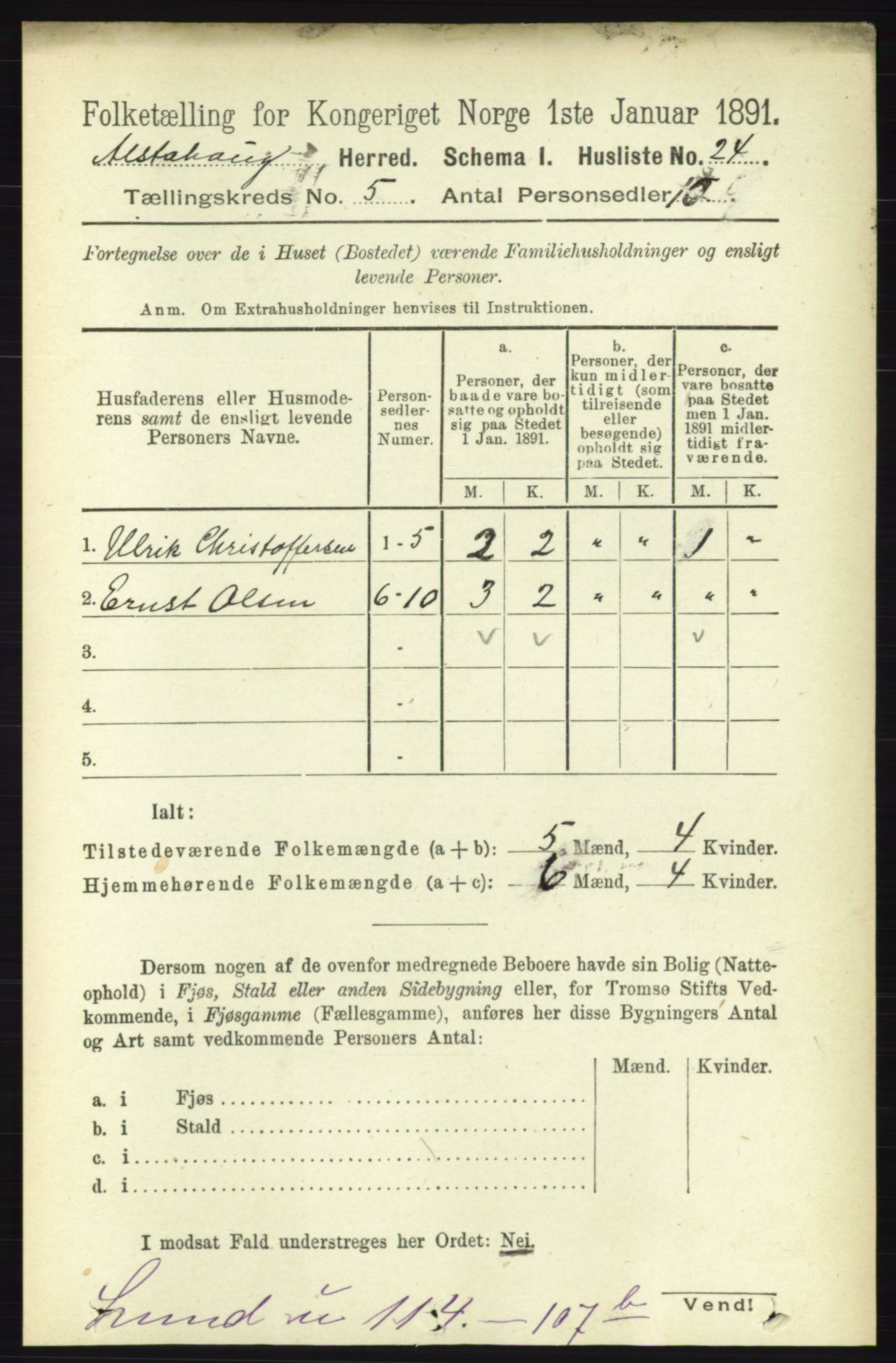 RA, Folketelling 1891 for 1820 Alstahaug herred, 1891, s. 1760