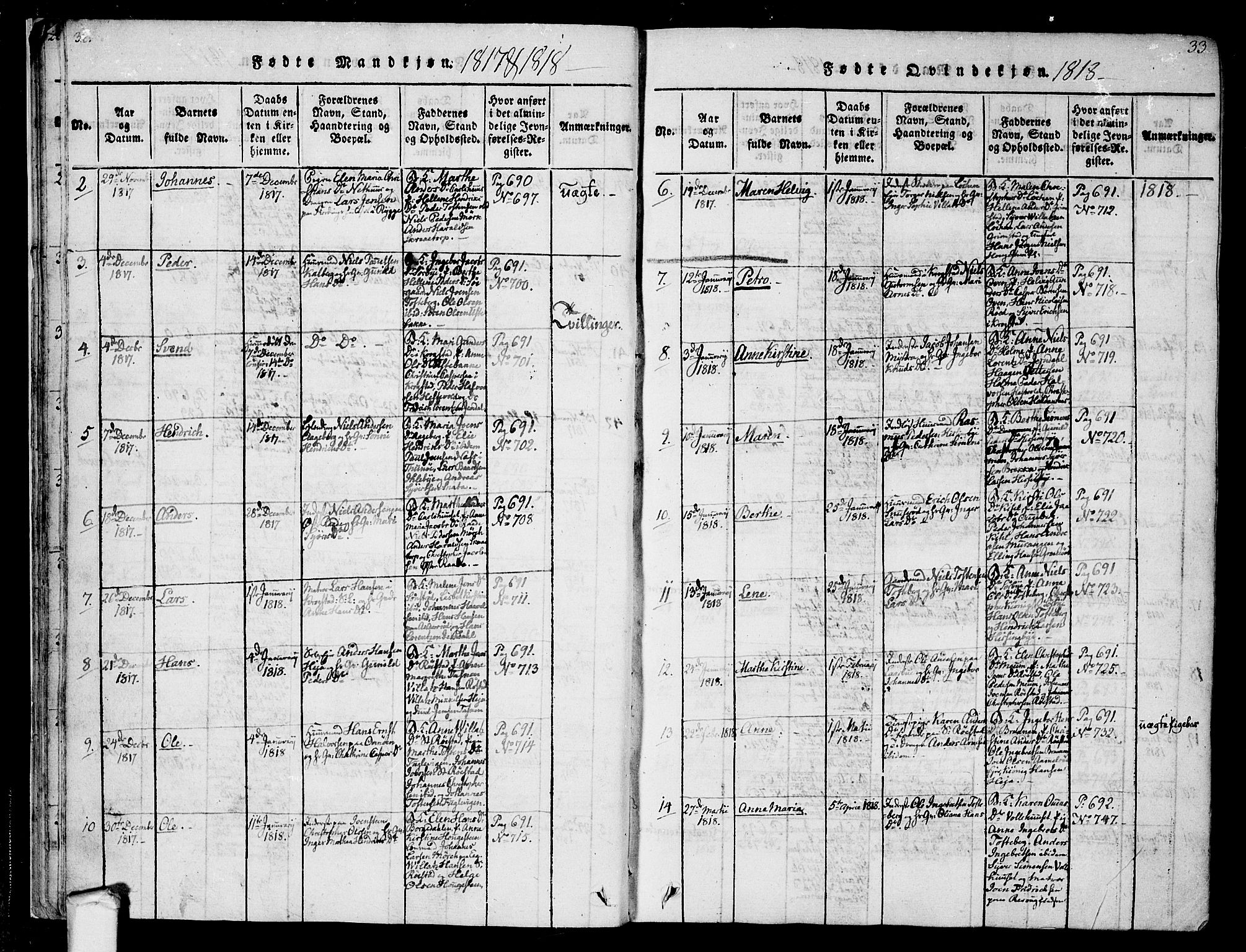 Råde prestekontor kirkebøker, AV/SAO-A-2009/F/Fa/L0004: Ministerialbok nr. 4, 1814-1830, s. 32-33