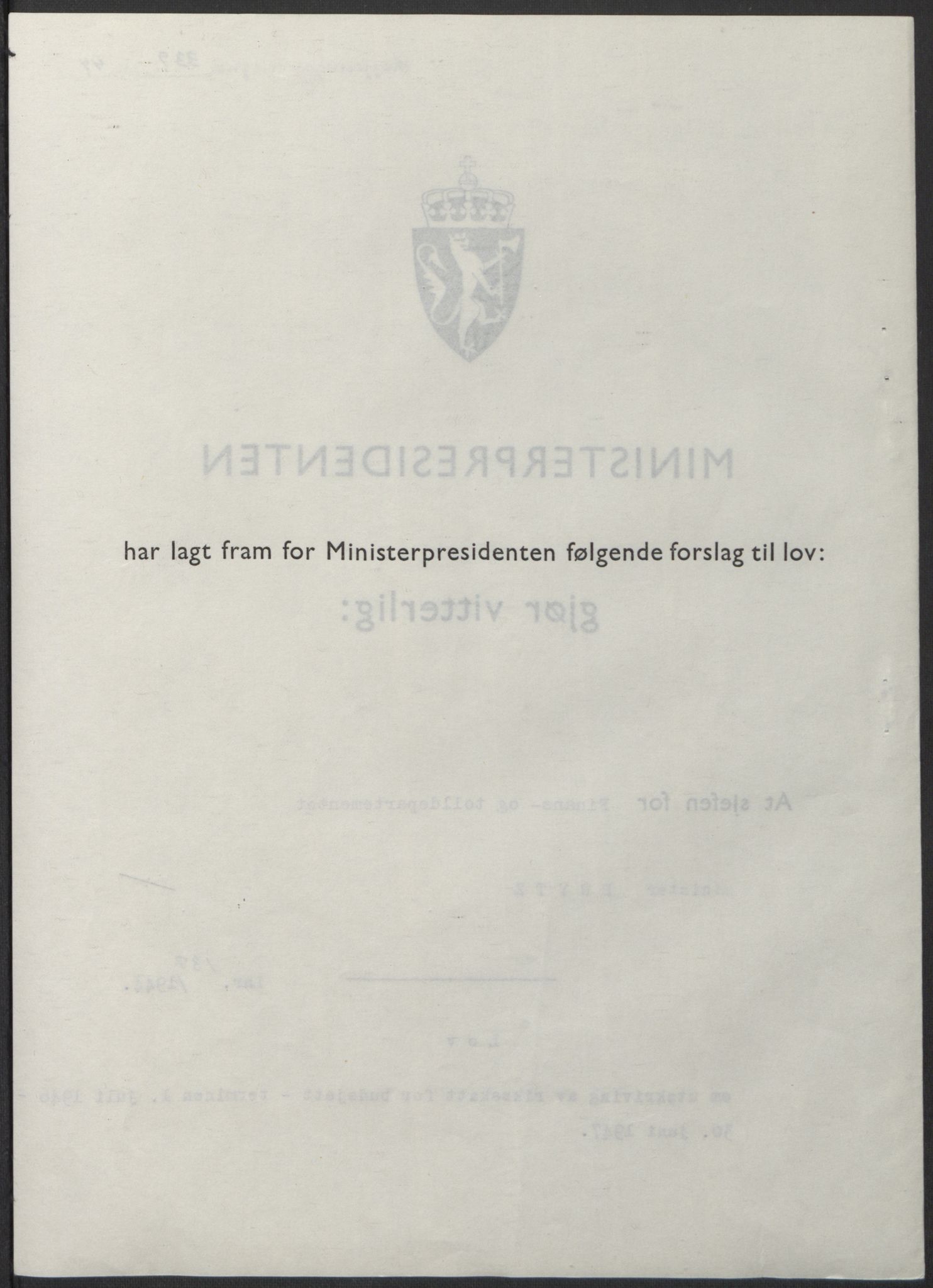 NS-administrasjonen 1940-1945 (Statsrådsekretariatet, de kommisariske statsråder mm), RA/S-4279/D/Db/L0100: Lover, 1944, s. 660