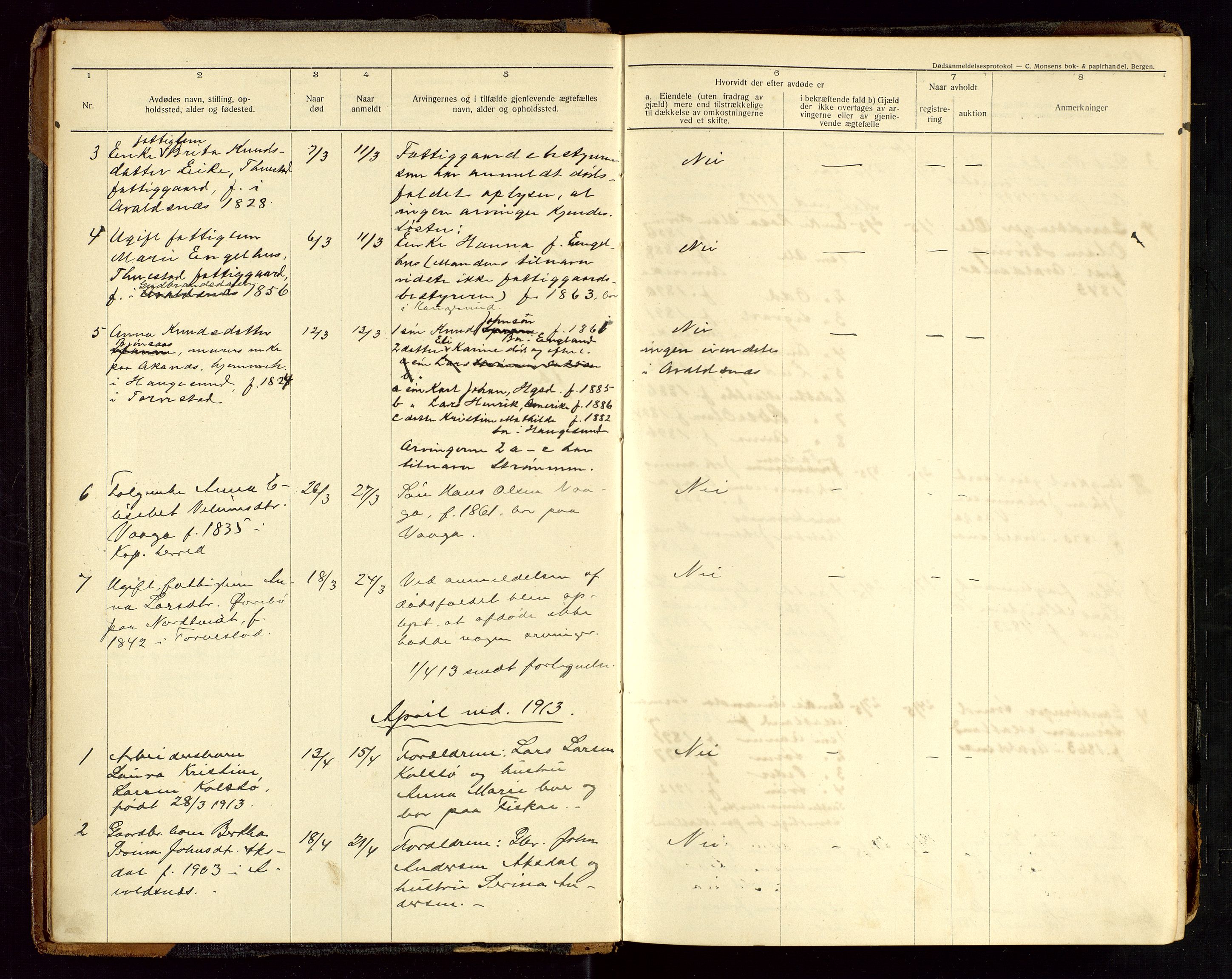 Avaldsnes lensmannskontor, SAST/A-100286/Gga/L0002: Dødsfallsprotokoll, 1912-1920