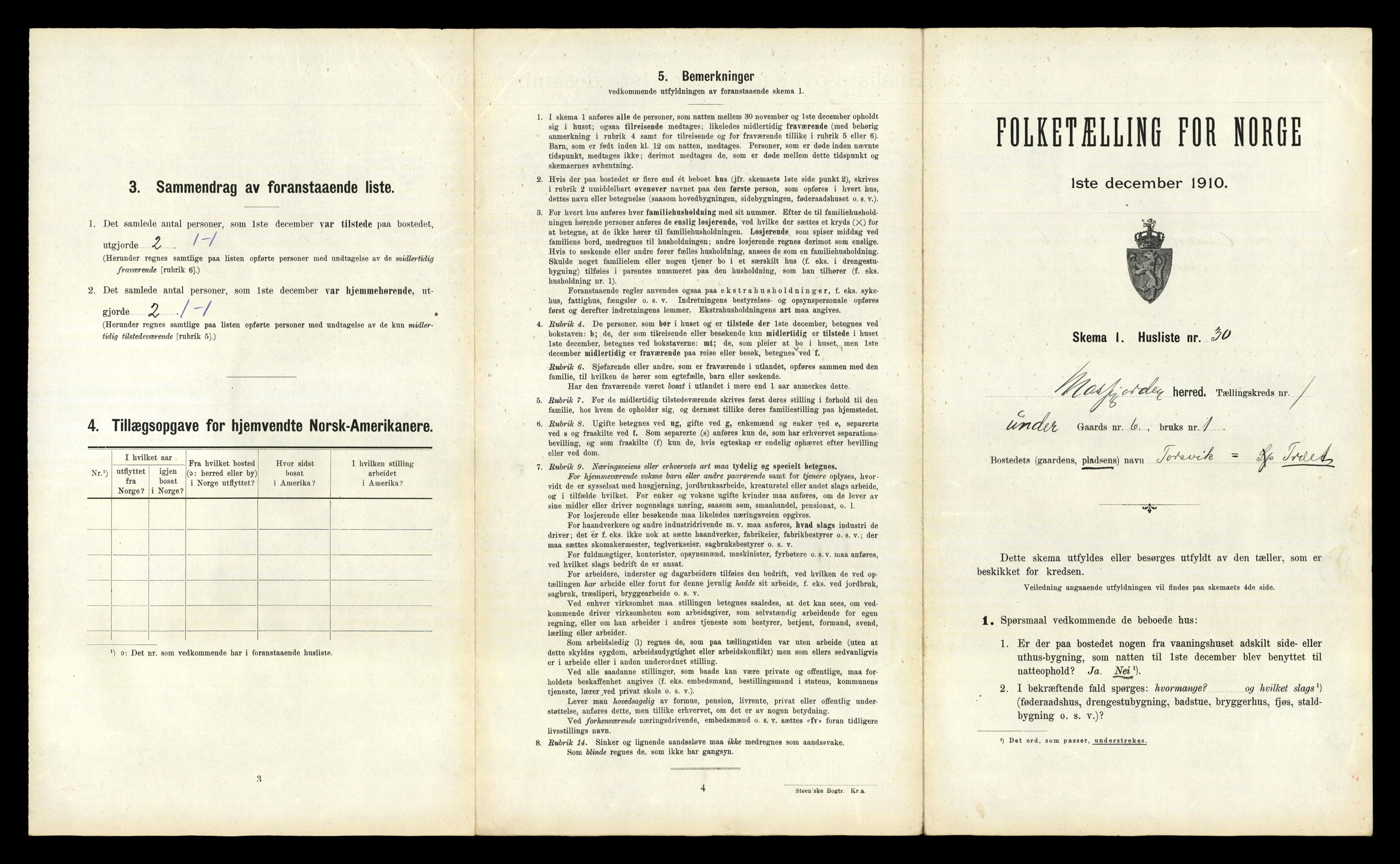 RA, Folketelling 1910 for 1266 Masfjorden herred, 1910, s. 100