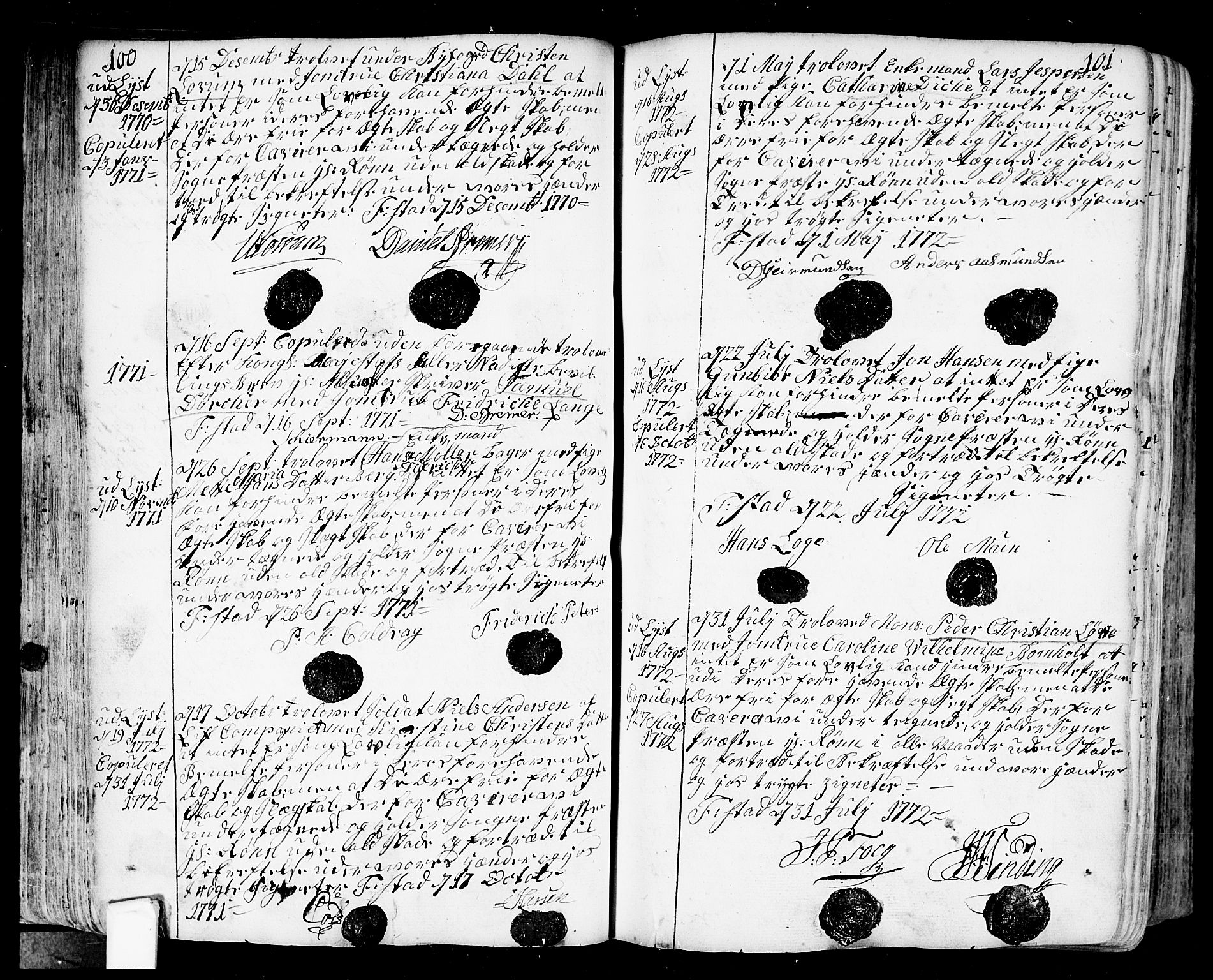 Fredrikstad prestekontor Kirkebøker, AV/SAO-A-11082/F/Fa/L0002: Ministerialbok nr. 2, 1750-1804, s. 100-101