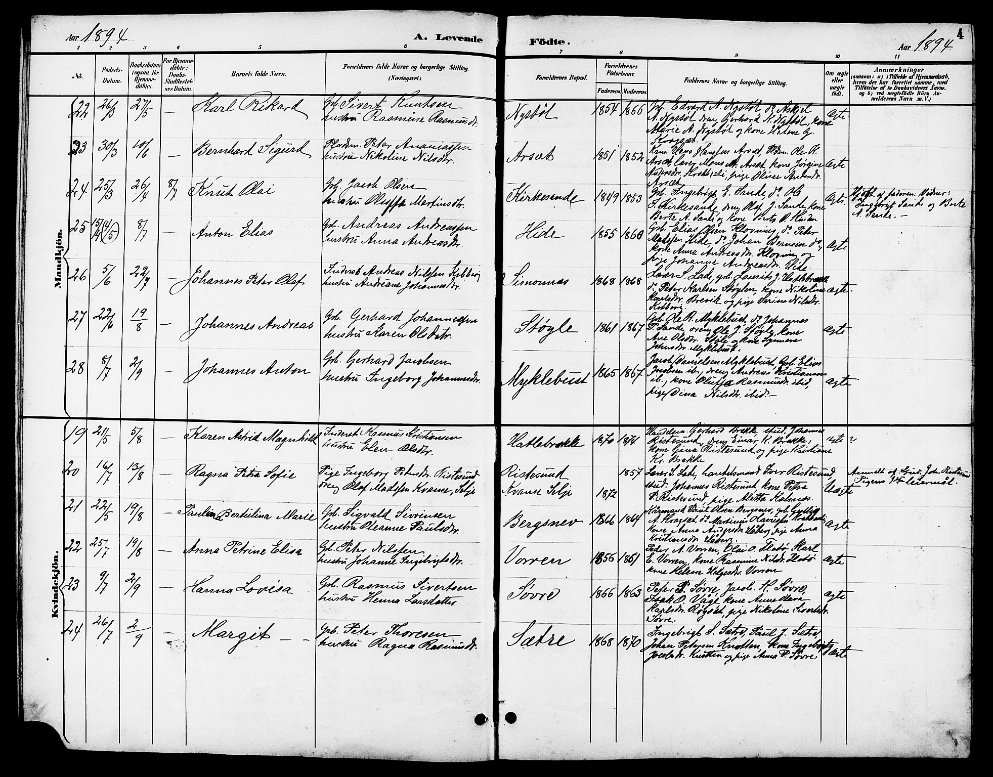 Ministerialprotokoller, klokkerbøker og fødselsregistre - Møre og Romsdal, AV/SAT-A-1454/503/L0049: Klokkerbok nr. 503C04, 1894-1915, s. 4