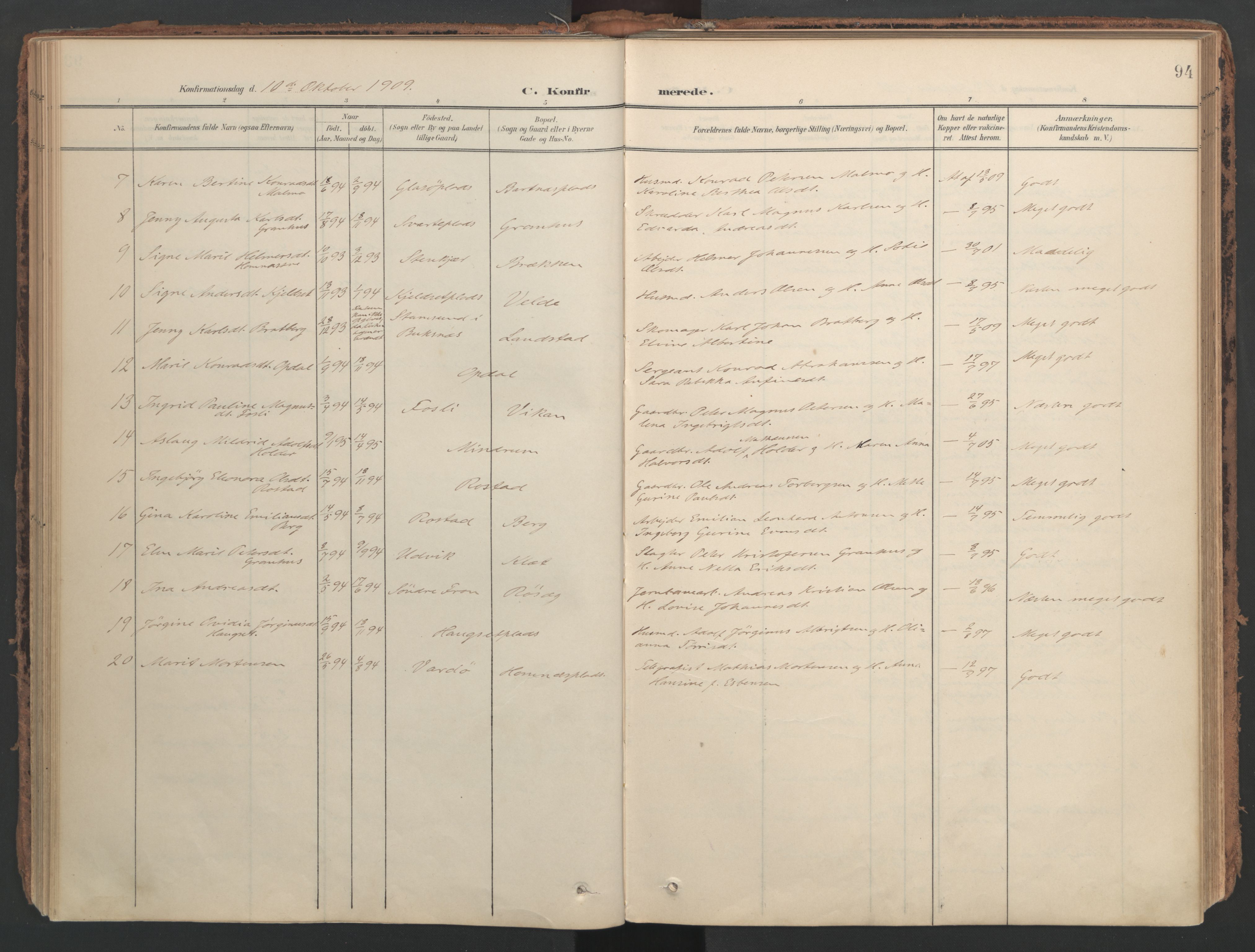 Ministerialprotokoller, klokkerbøker og fødselsregistre - Nord-Trøndelag, AV/SAT-A-1458/741/L0397: Ministerialbok nr. 741A11, 1901-1911, s. 94