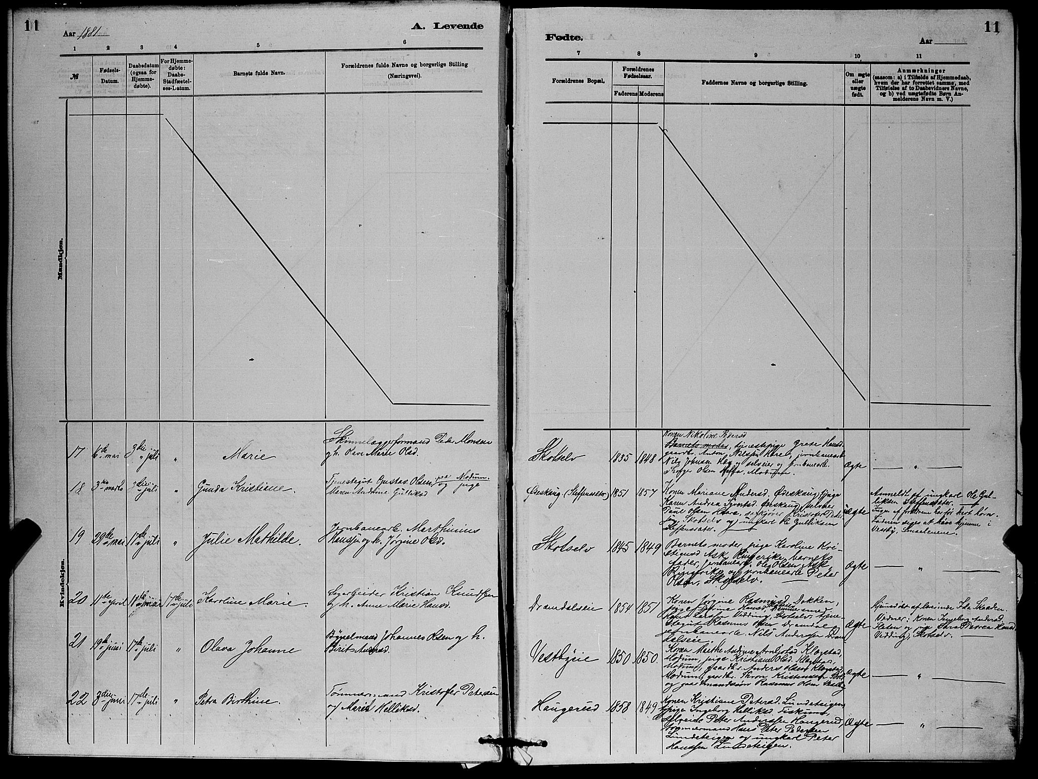 Eiker kirkebøker, AV/SAKO-A-4/G/Gb/L0003: Klokkerbok nr. II 3, 1880-1893, s. 11