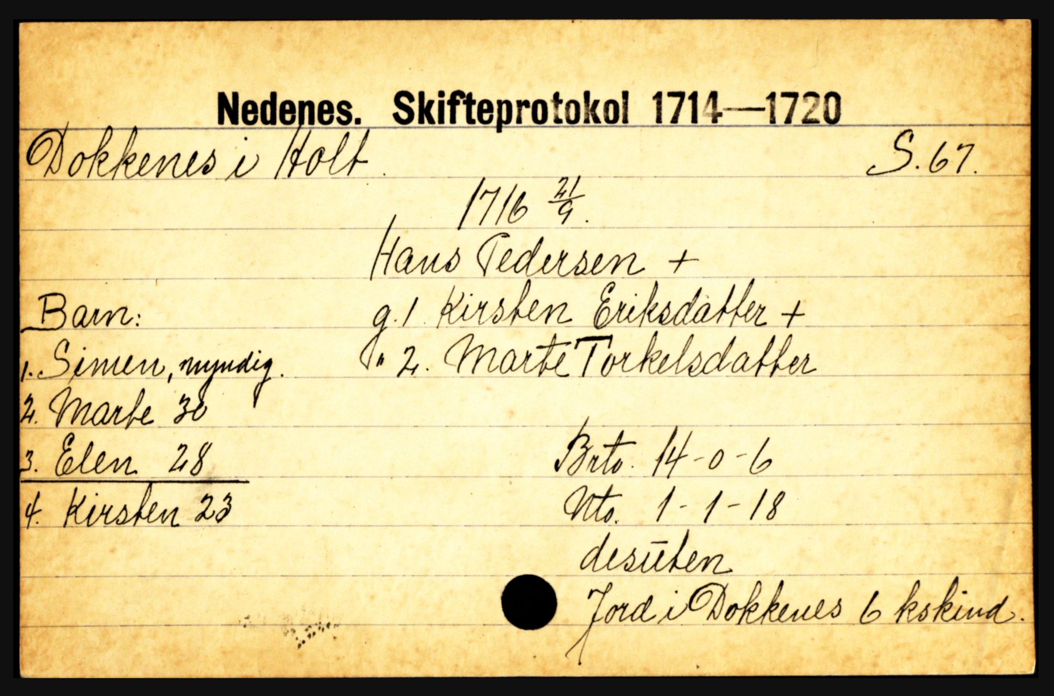 Nedenes sorenskriveri før 1824, AV/SAK-1221-0007/H, s. 5343