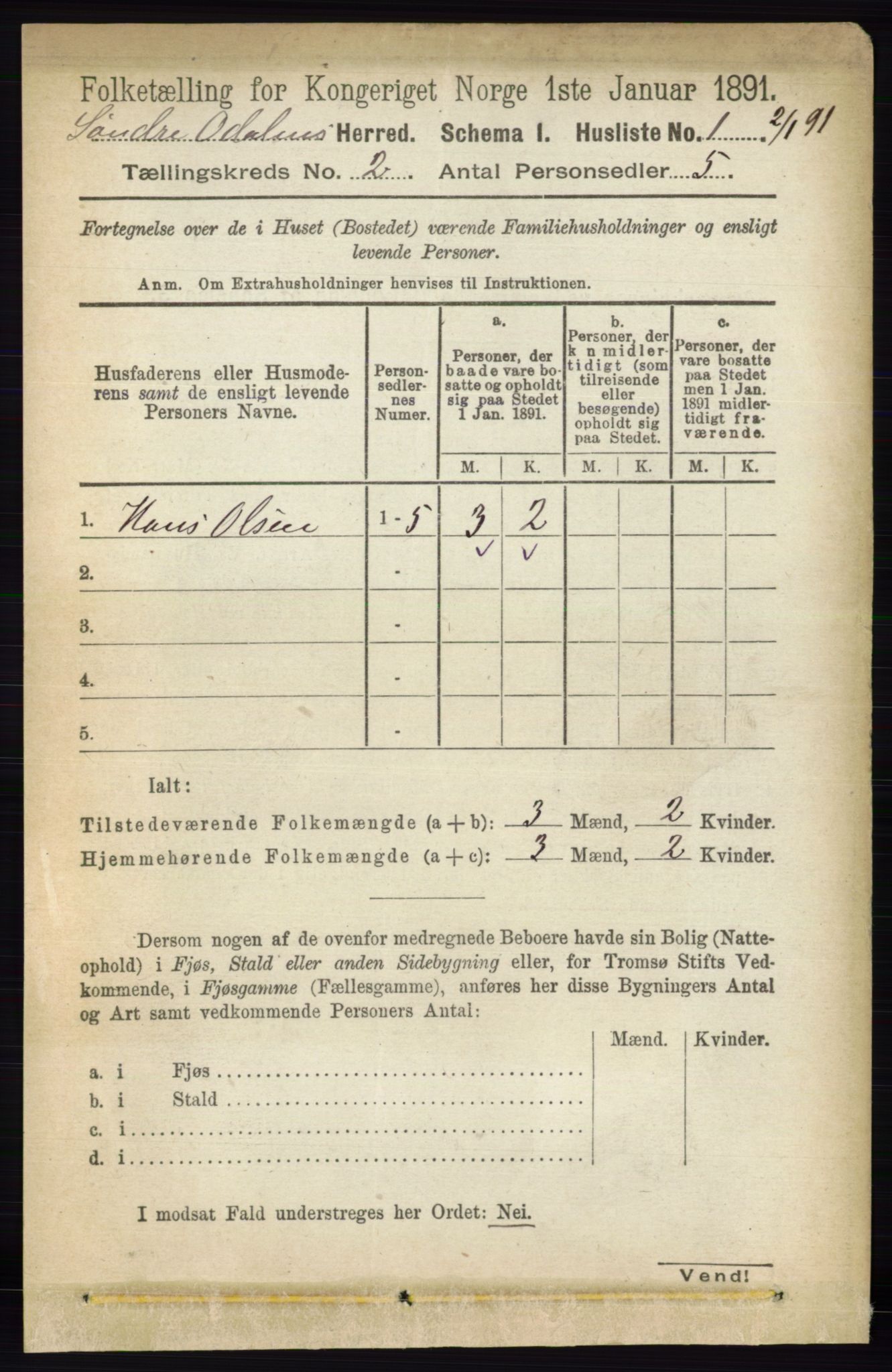 RA, Folketelling 1891 for 0419 Sør-Odal herred, 1891, s. 350