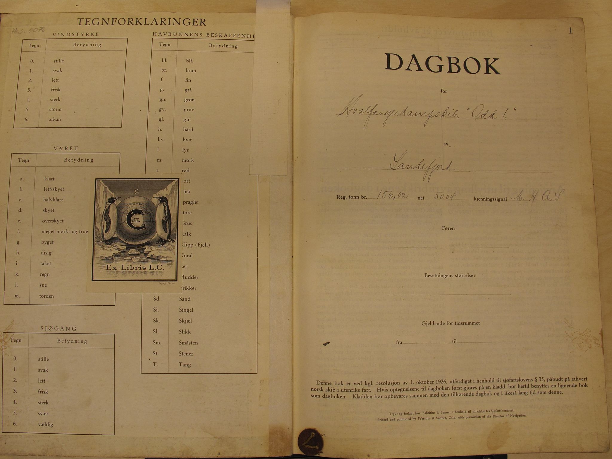 Skipsjournaler. Hvalfangstmuseet, VEMU/ARS-A-1030/F/L0086: Odd I, D/S, hvalfanger, Sandefjord, 1930-1931