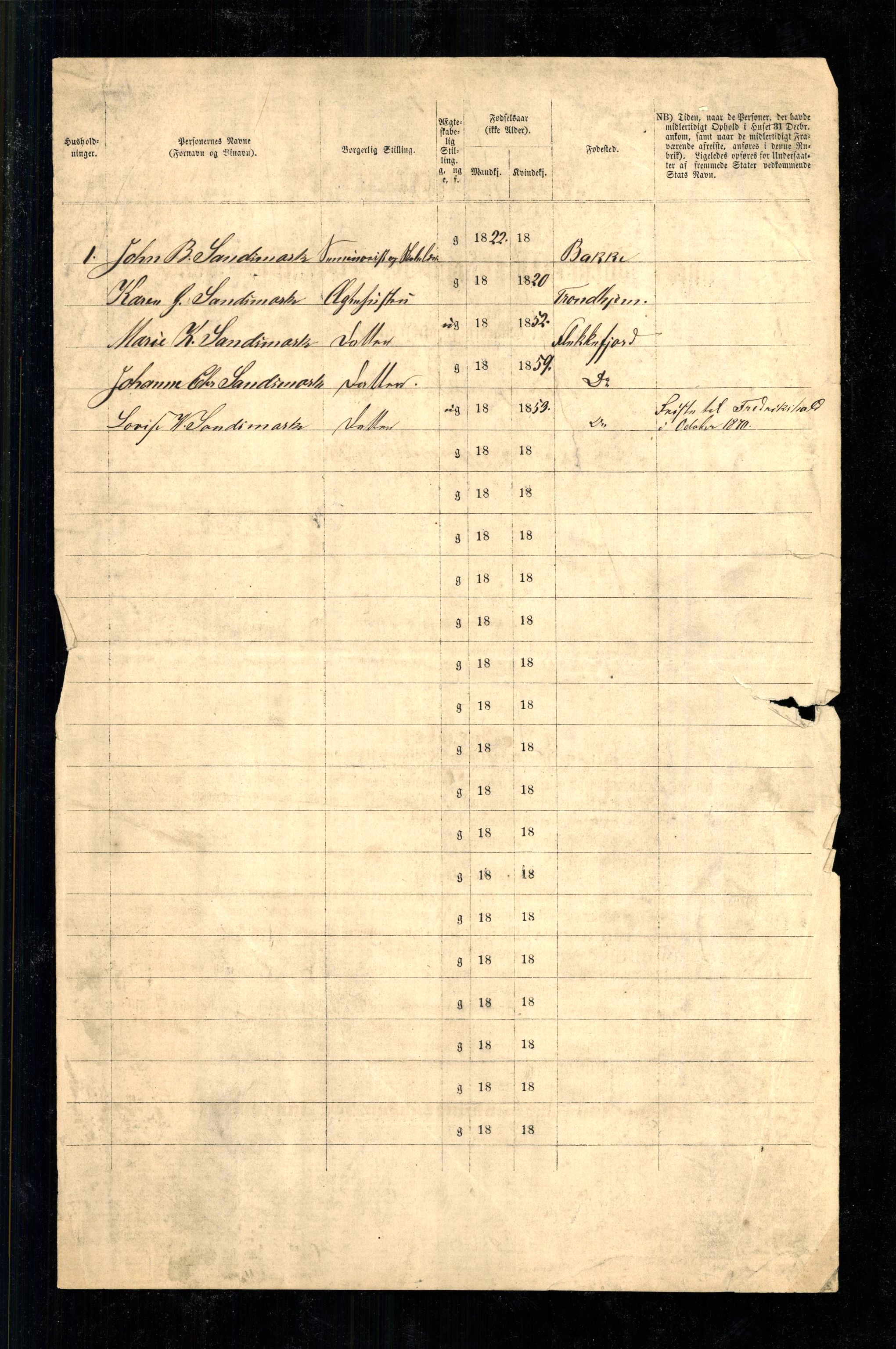 RA, Folketelling 1870 for 1004 Flekkefjord kjøpstad, 1870, s. 3