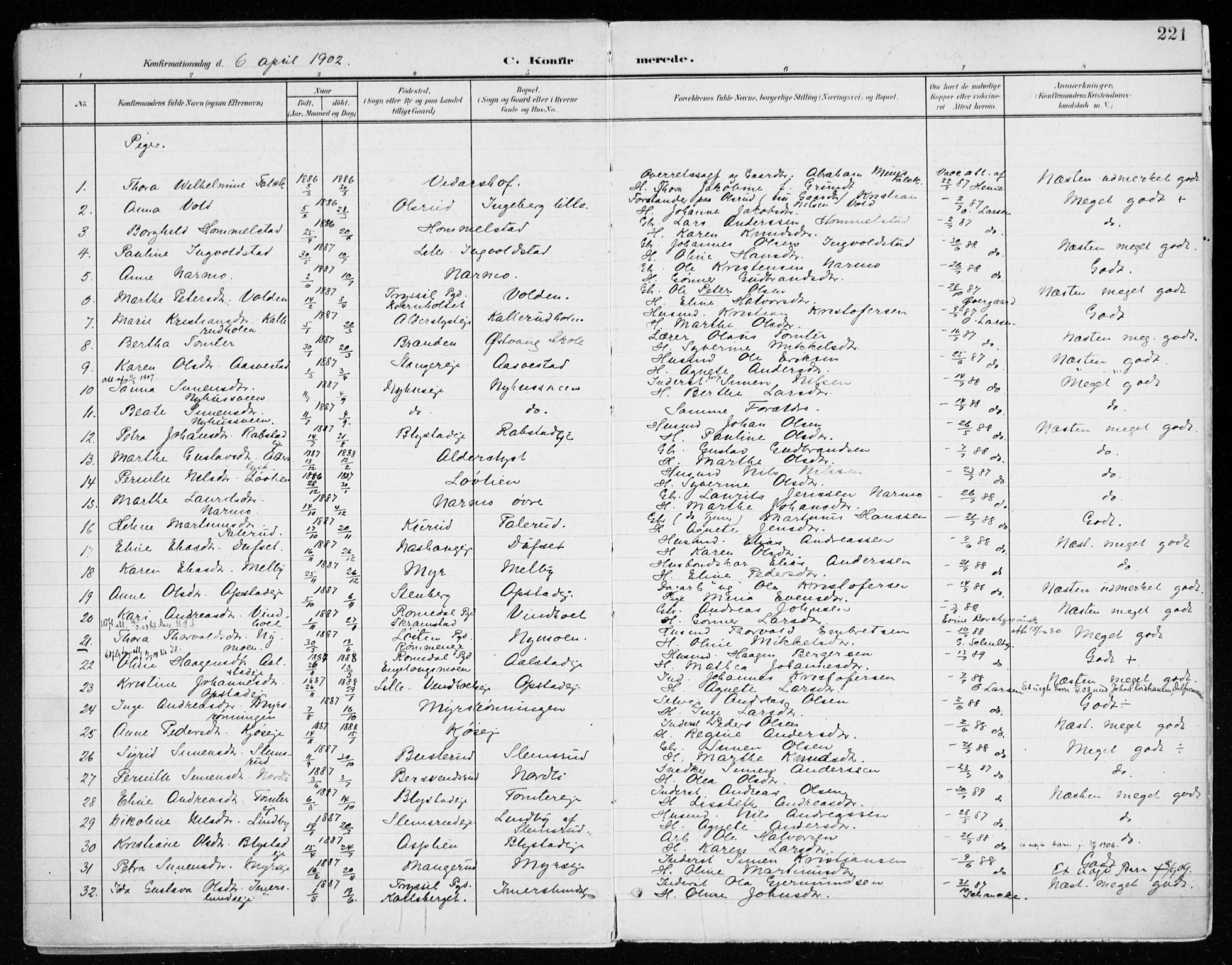 Vang prestekontor, Hedmark, AV/SAH-PREST-008/H/Ha/Haa/L0021: Ministerialbok nr. 21, 1902-1917, s. 221