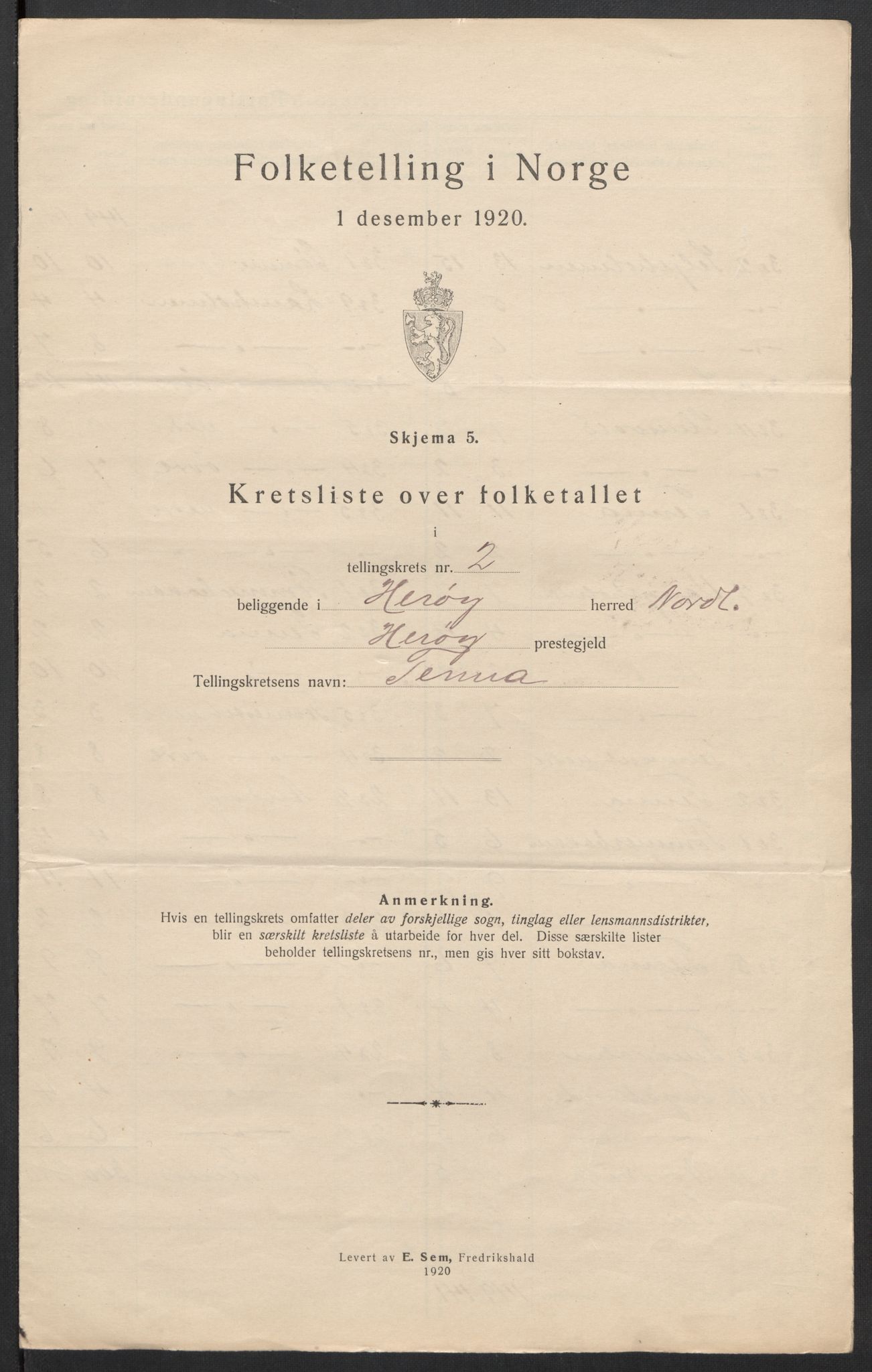 SAT, Folketelling 1920 for 1818 Herøy herred, 1920, s. 9