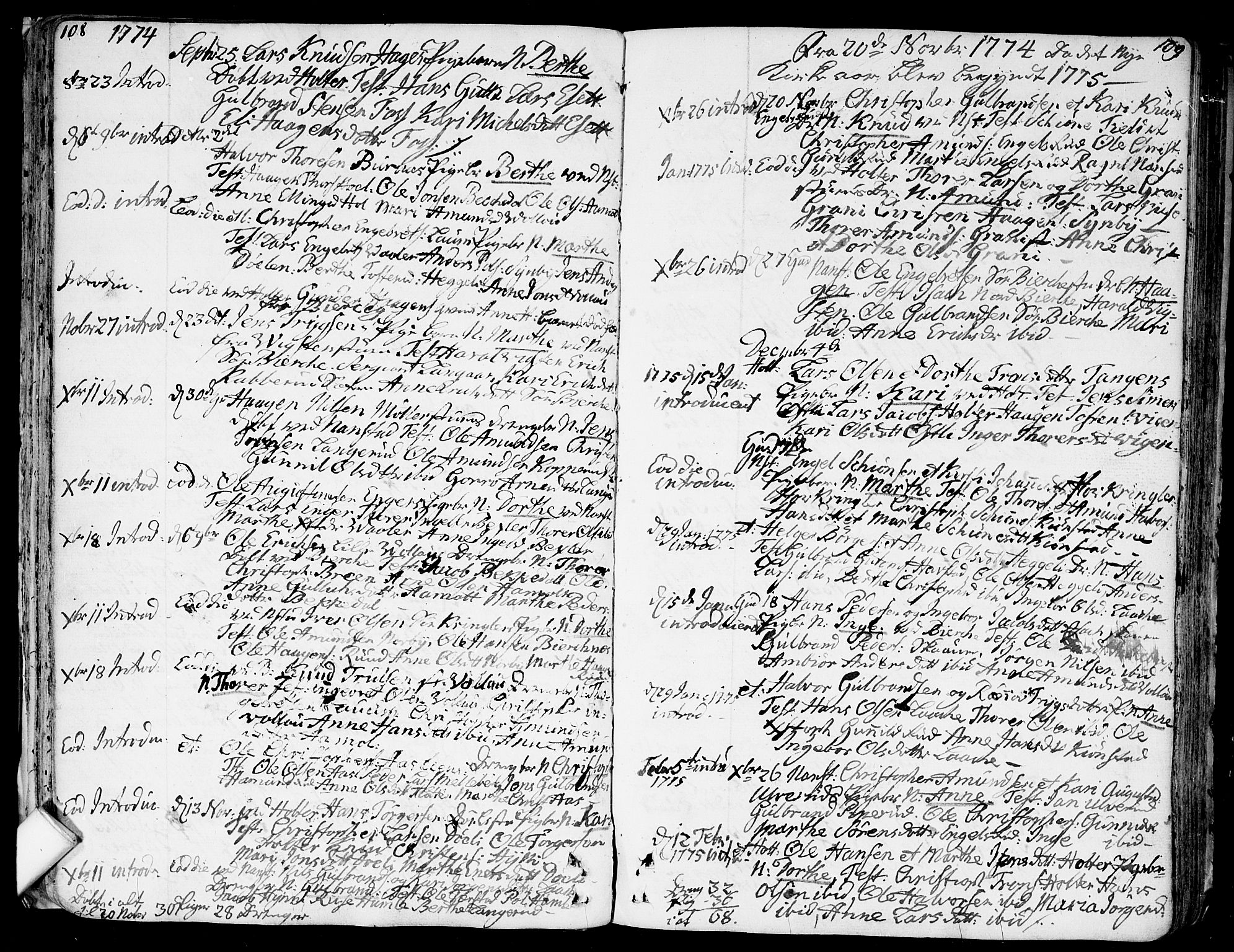 Nannestad prestekontor Kirkebøker, AV/SAO-A-10414a/F/Fa/L0007: Ministerialbok nr. I 7, 1754-1791, s. 108-109