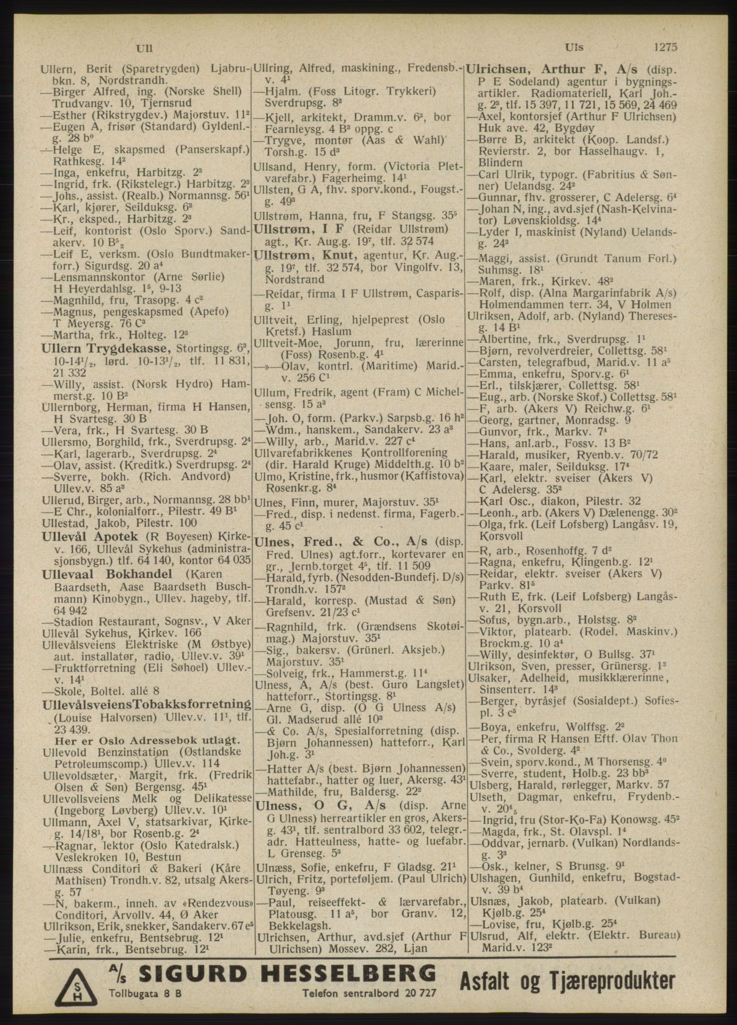 Kristiania/Oslo adressebok, PUBL/-, 1946, s. 1275