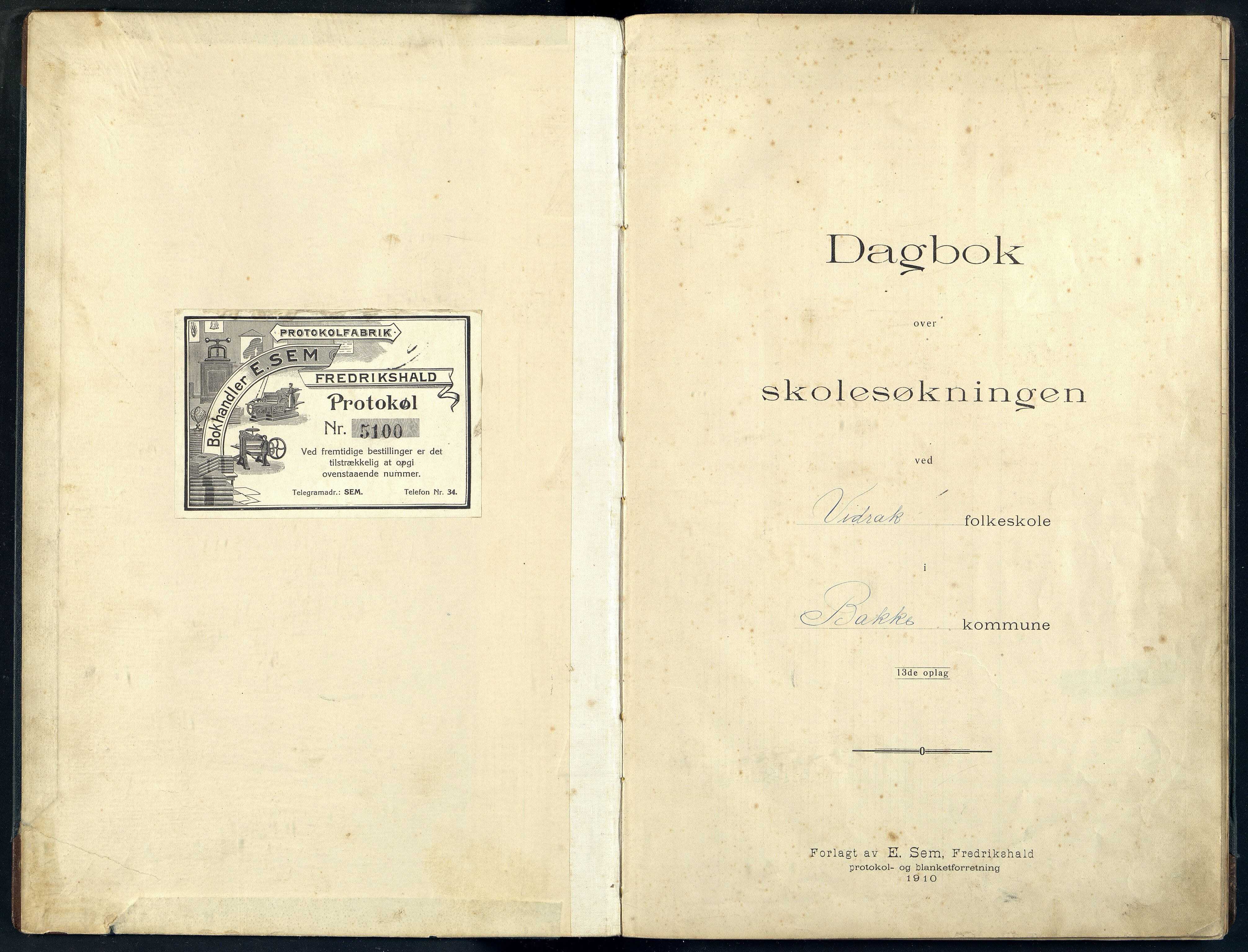 Bakke kommune - Virak Skole, ARKSOR/1004BA554/I/L0004: Dagbok, 1911-1916