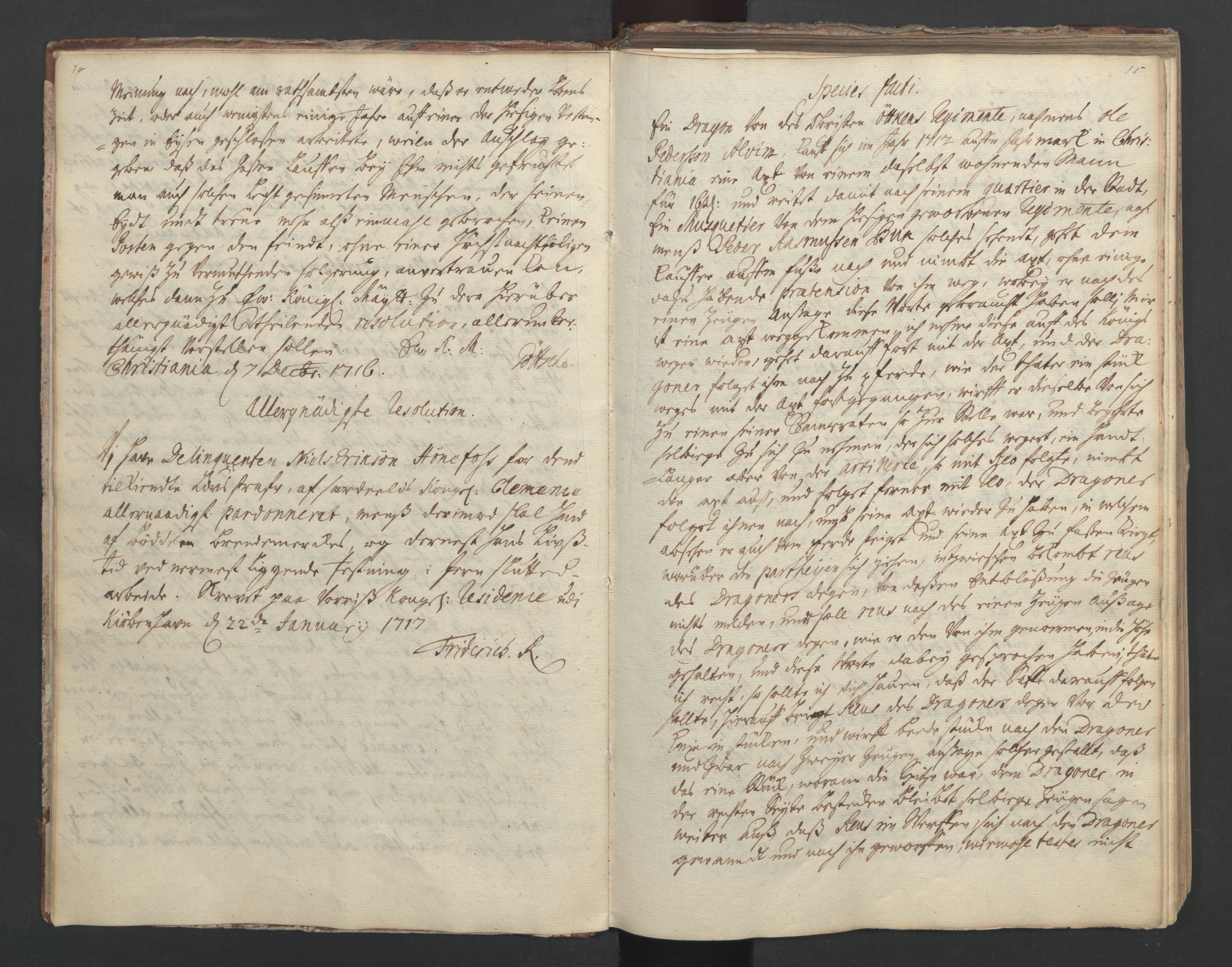 Forsvaret, Generalauditøren, AV/RA-RAFA-1772/F/Fg/Fga/L0003: Justitsprotokoller, 1716-1720, s. 14-15