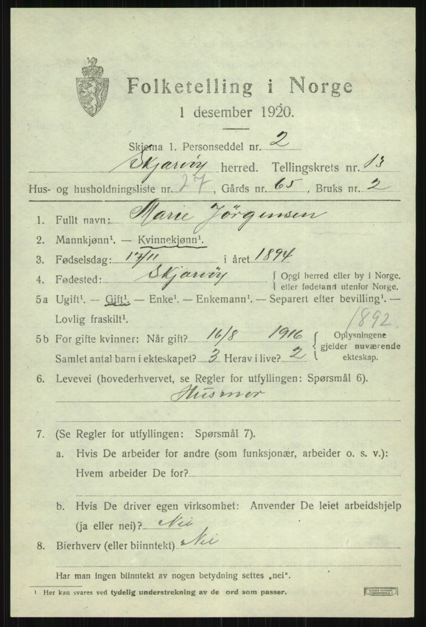 SATØ, Folketelling 1920 for 1941 Skjervøy herred, 1920, s. 6717