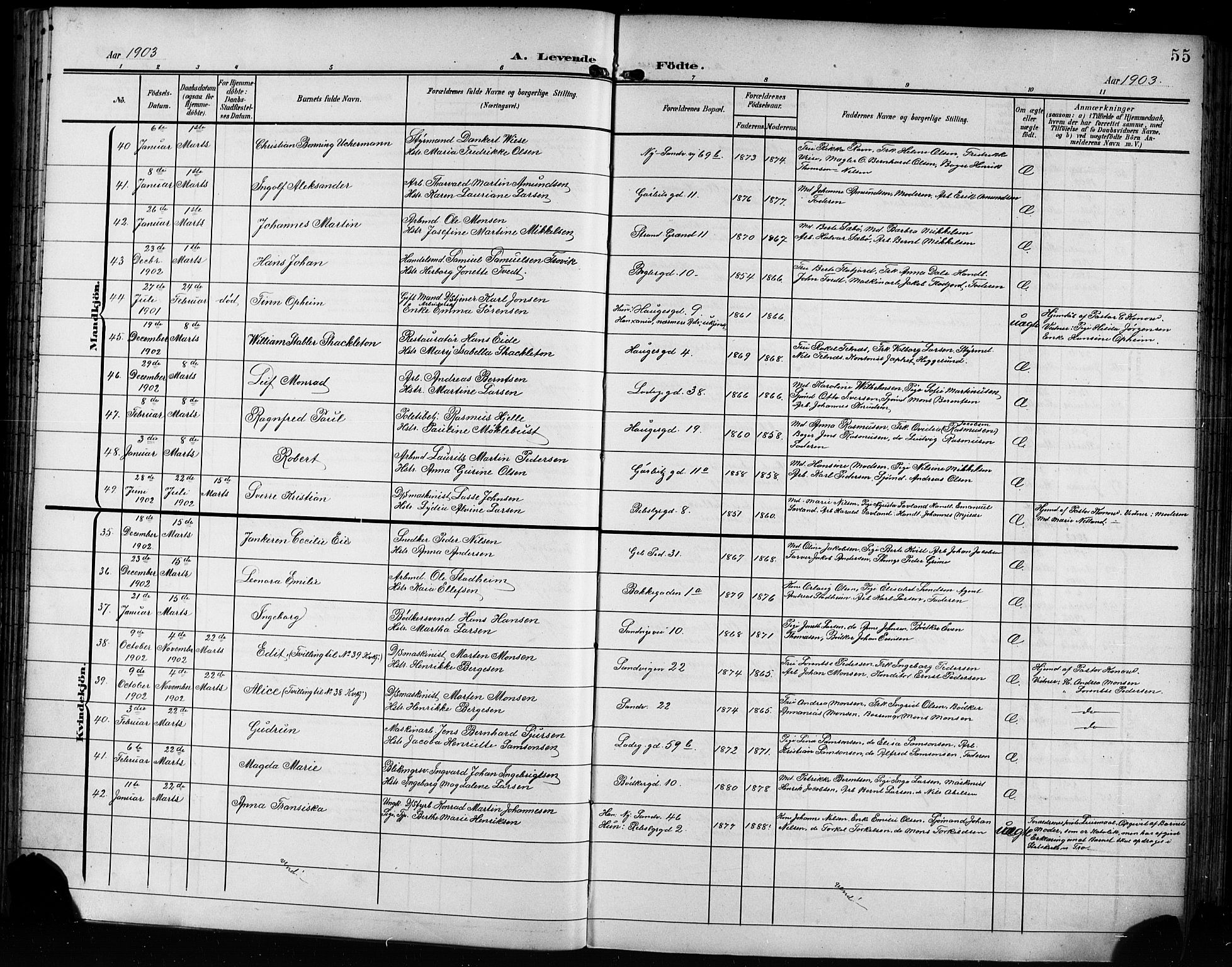 Sandviken Sokneprestembete, AV/SAB-A-77601/H/Hb/L0004: Klokkerbok nr. B 1, 1901-1914, s. 55