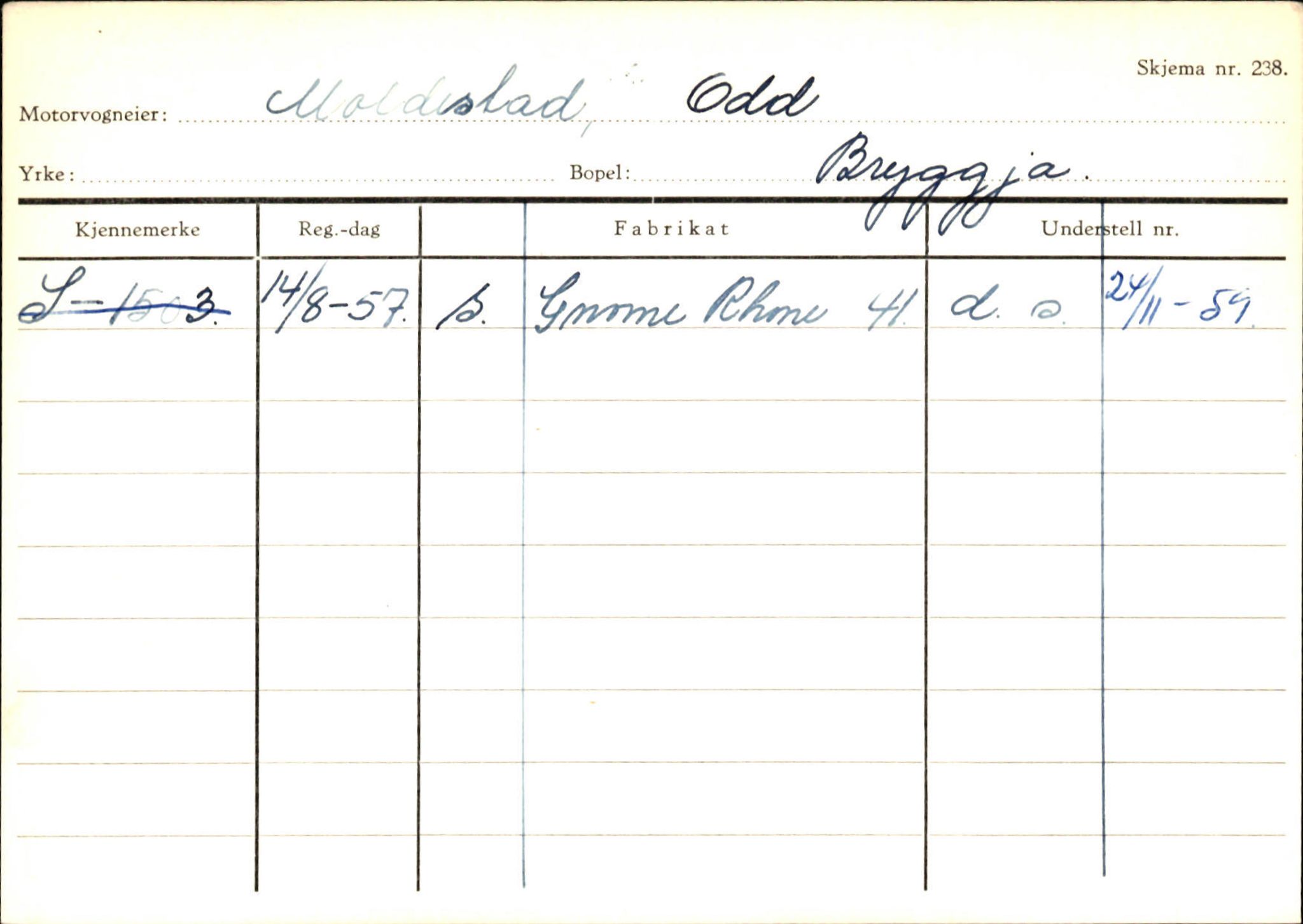 Statens vegvesen, Sogn og Fjordane vegkontor, SAB/A-5301/4/F/L0144: Registerkort Vågsøy A-R, 1945-1975, s. 1846