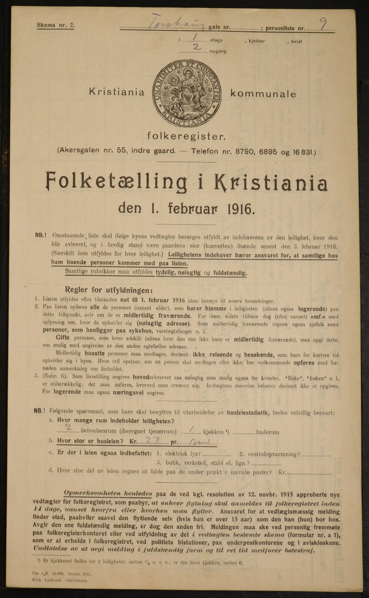 OBA, Kommunal folketelling 1.2.1916 for Kristiania, 1916, s. 117628