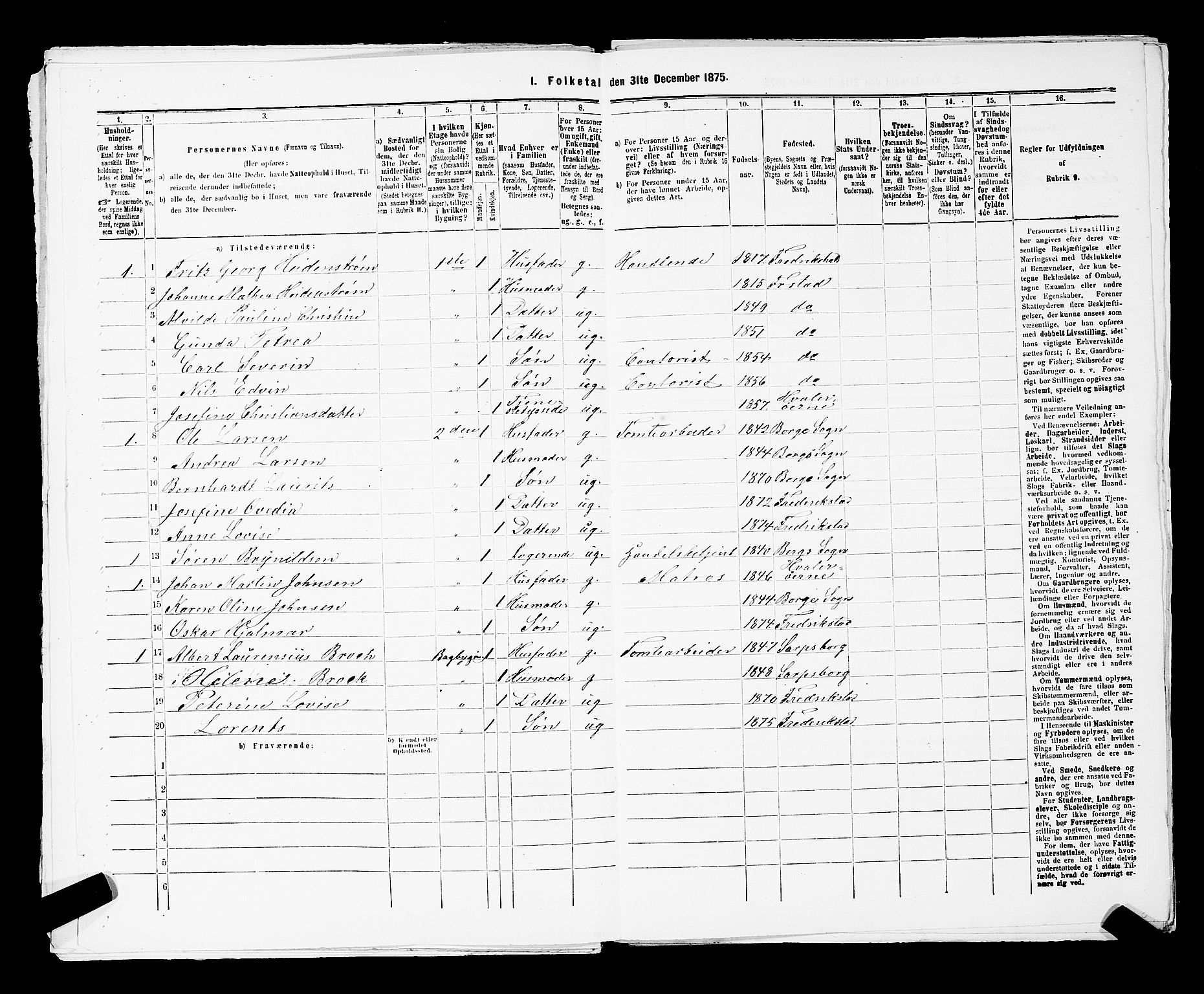 RA, Folketelling 1875 for 0103B Fredrikstad prestegjeld, Fredrikstad kjøpstad, 1875, s. 35