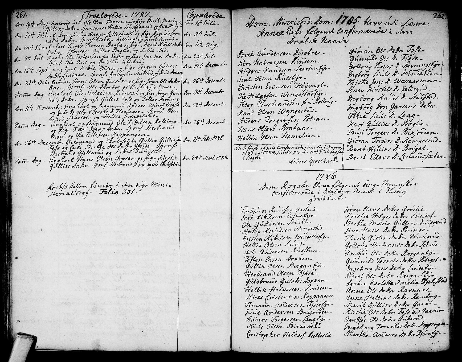 Flesberg kirkebøker, AV/SAKO-A-18/F/Fa/L0003: Ministerialbok nr. I 3, 1748-1790, s. 261-262