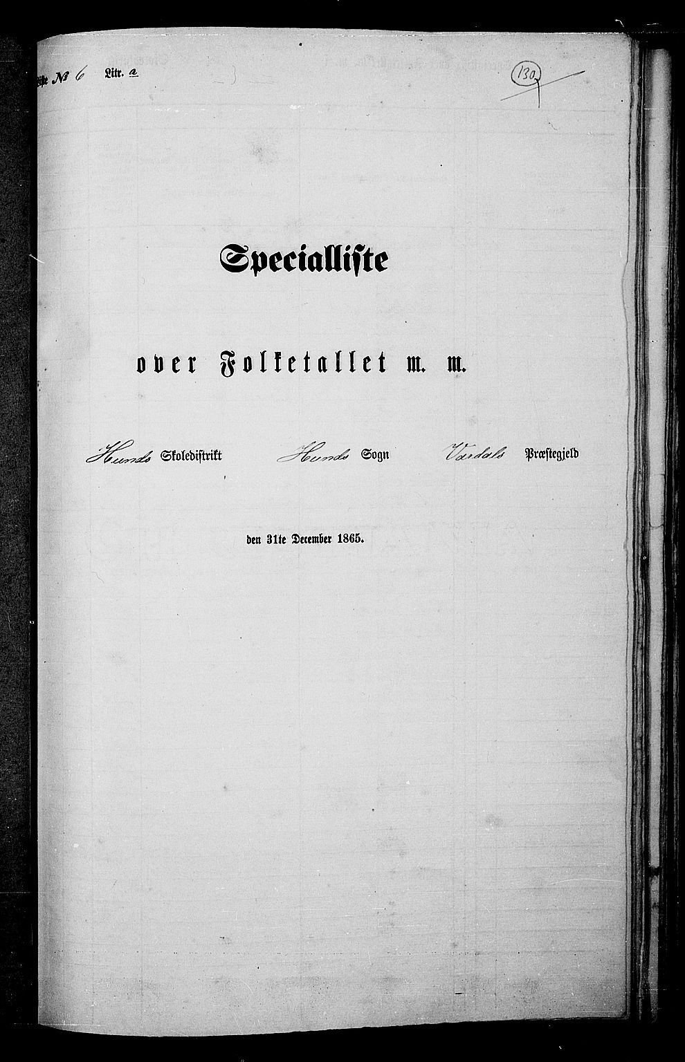 RA, Folketelling 1865 for 0527L Vardal prestegjeld, Vardal sokn og Hunn sokn, 1865, s. 114