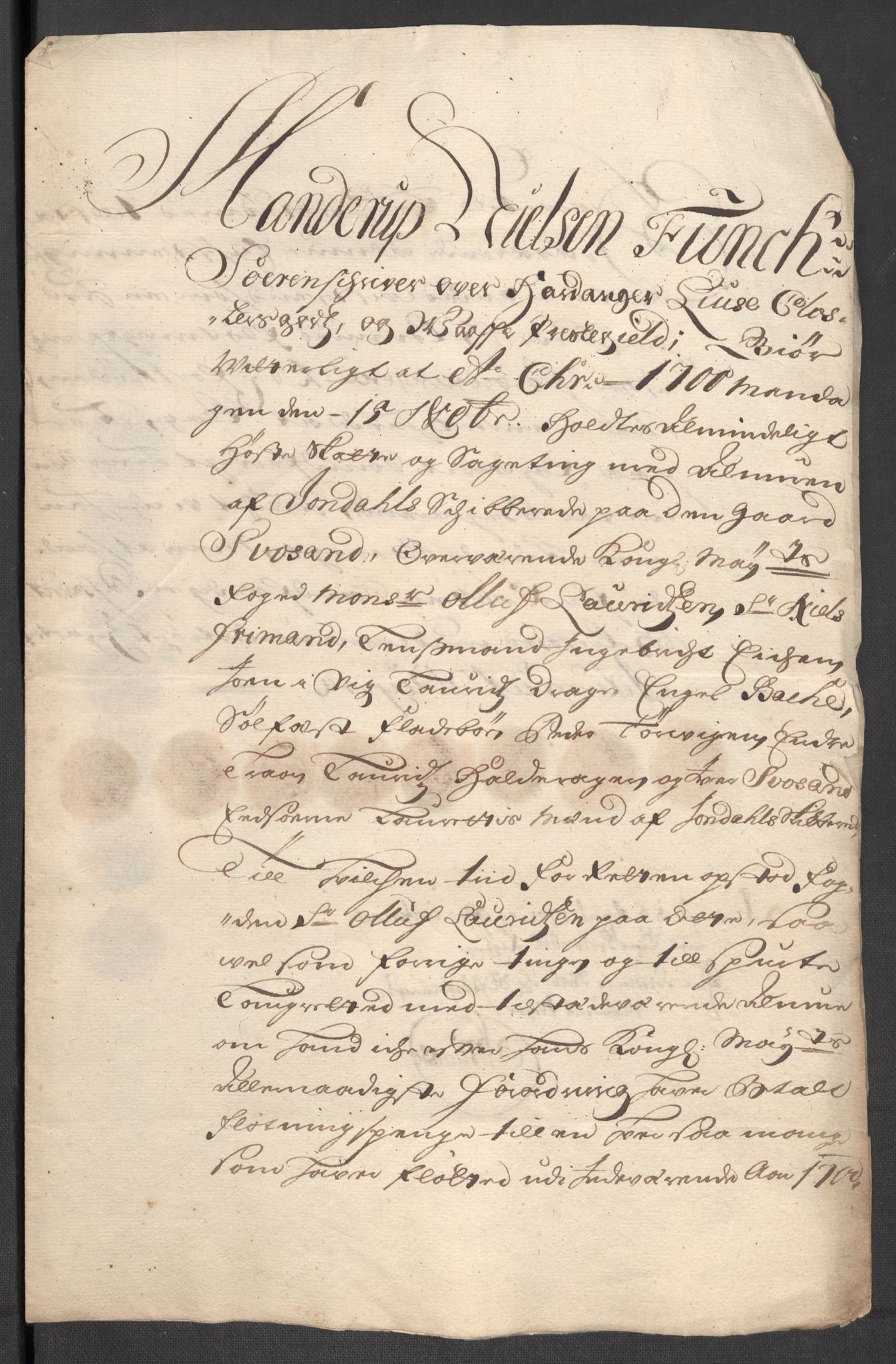 Rentekammeret inntil 1814, Reviderte regnskaper, Fogderegnskap, AV/RA-EA-4092/R48/L2979: Fogderegnskap Sunnhordland og Hardanger, 1700-1701, s. 302