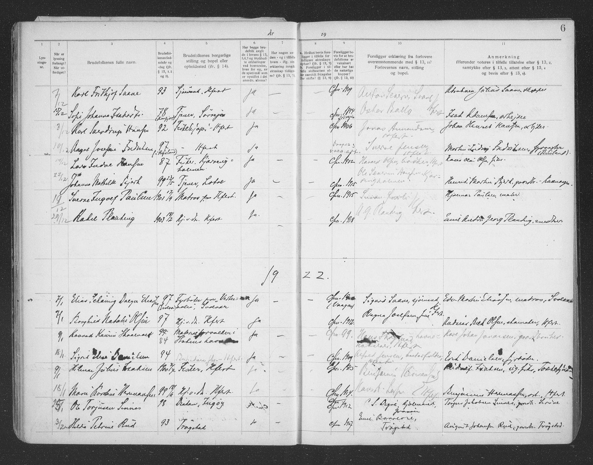 Hammerfest sokneprestkontor, SATØ/S-1347/I/Ib/L0073: Lysningsprotokoll nr. 73, 1921-1939, s. 6