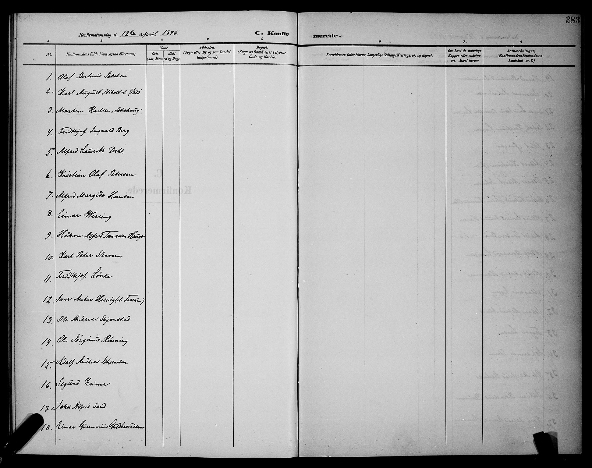 Ministerialprotokoller, klokkerbøker og fødselsregistre - Sør-Trøndelag, AV/SAT-A-1456/604/L0225: Klokkerbok nr. 604C08, 1895-1899, s. 383