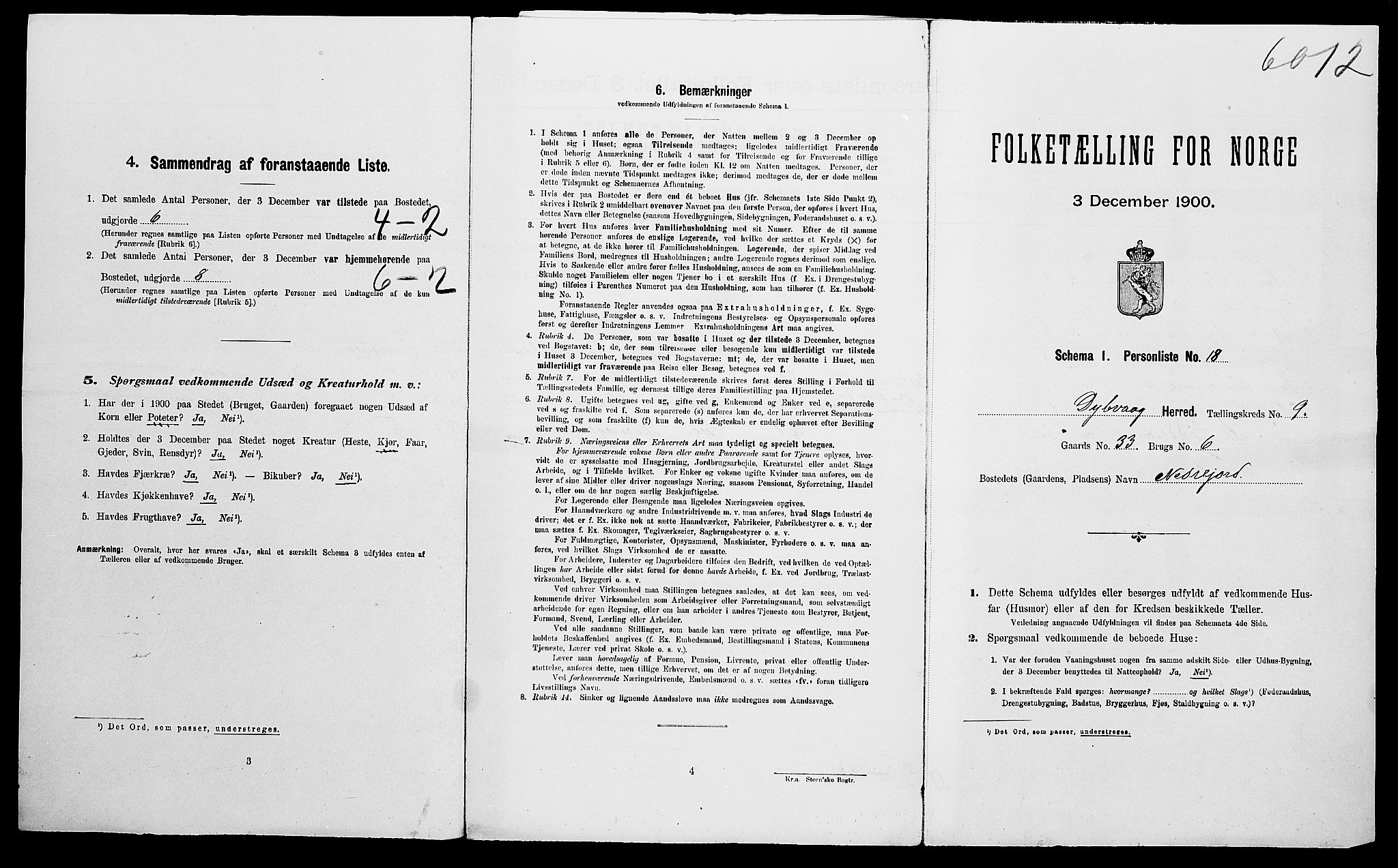 SAK, Folketelling 1900 for 0915 Dypvåg herred, 1900, s. 1055