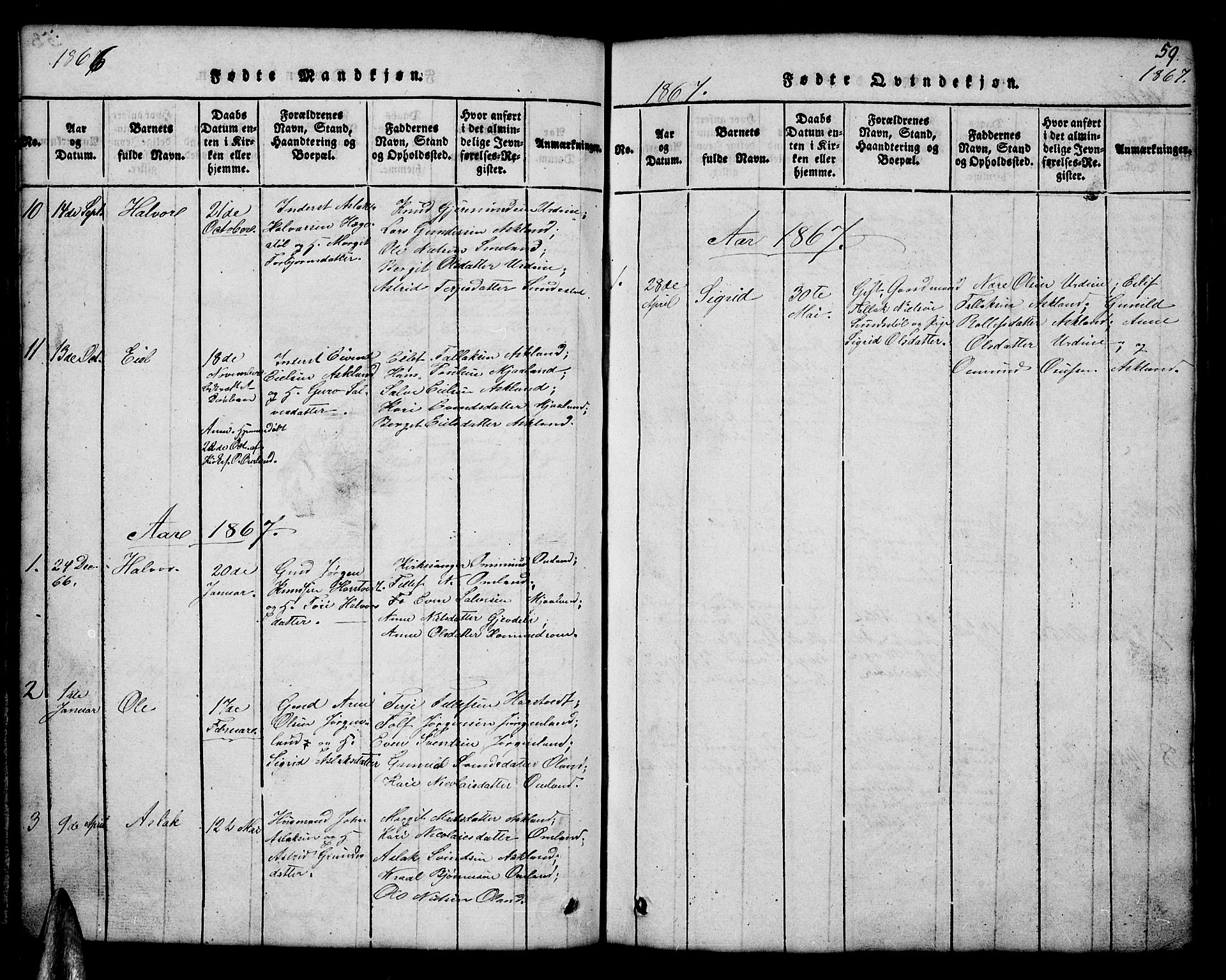 Åmli sokneprestkontor, AV/SAK-1111-0050/F/Fb/Fba/L0001: Klokkerbok nr. B 1, 1816-1890, s. 59