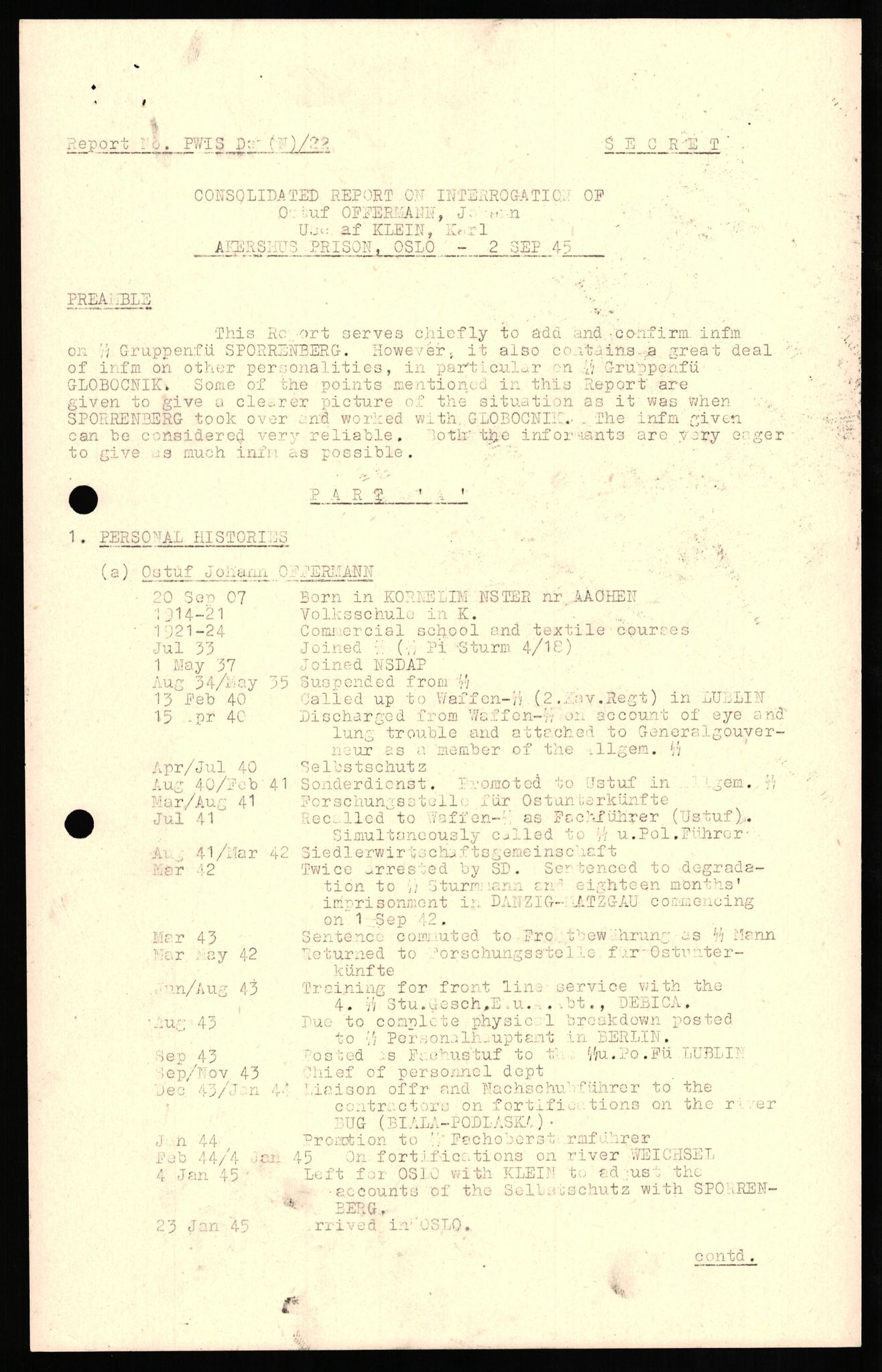 Forsvaret, Forsvarets overkommando II, AV/RA-RAFA-3915/D/Db/L0024: CI Questionaires. Tyske okkupasjonsstyrker i Norge. Tyskere., 1945-1946, s. 450