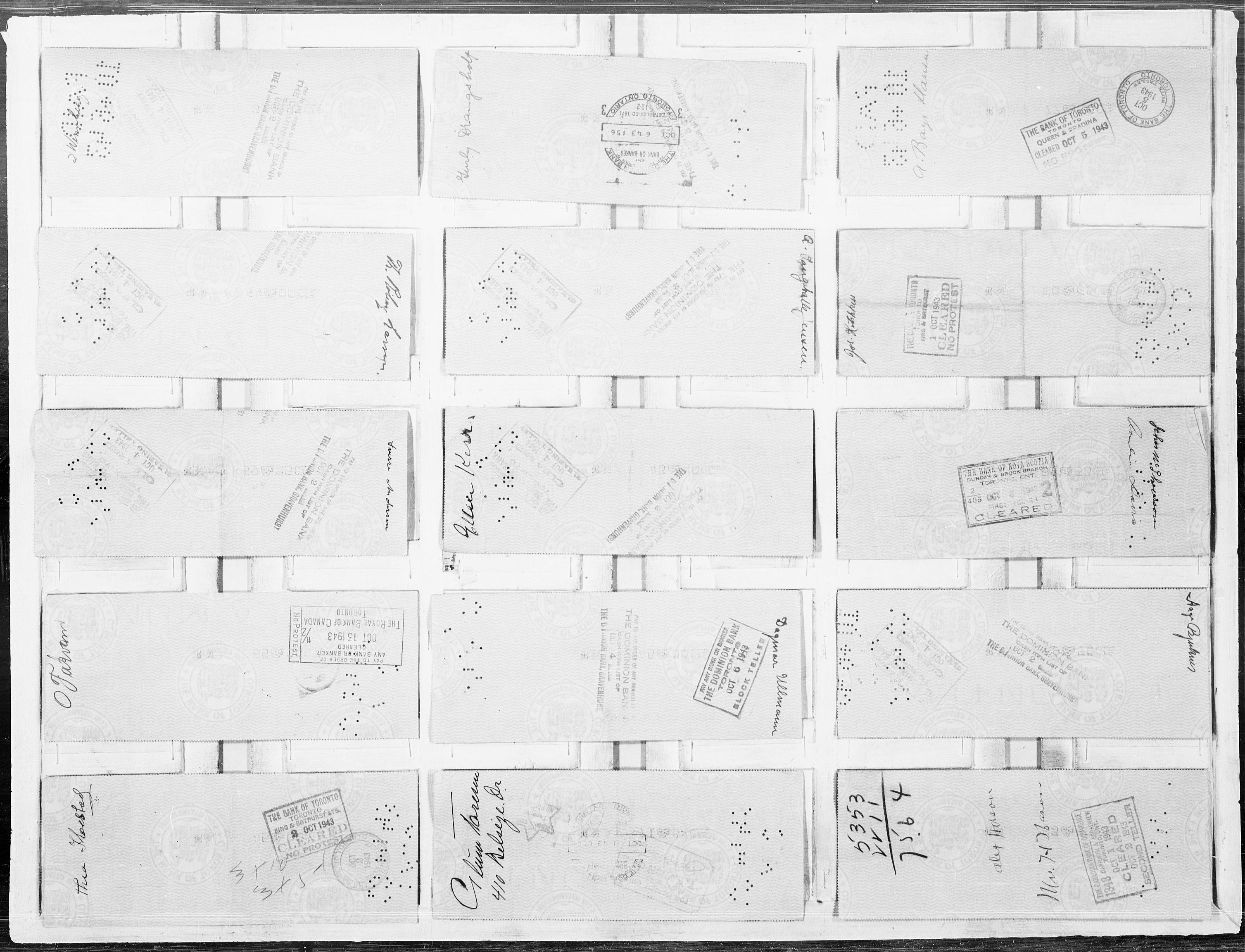 Forsvaret, Flyvåpnenes treningsleir 1940-1945, AV/RA-RAFA-3974/V/L0065: Sjekker.  F.T.L. lønningssjekker L-10 901 til L-16 300., 1940-1945