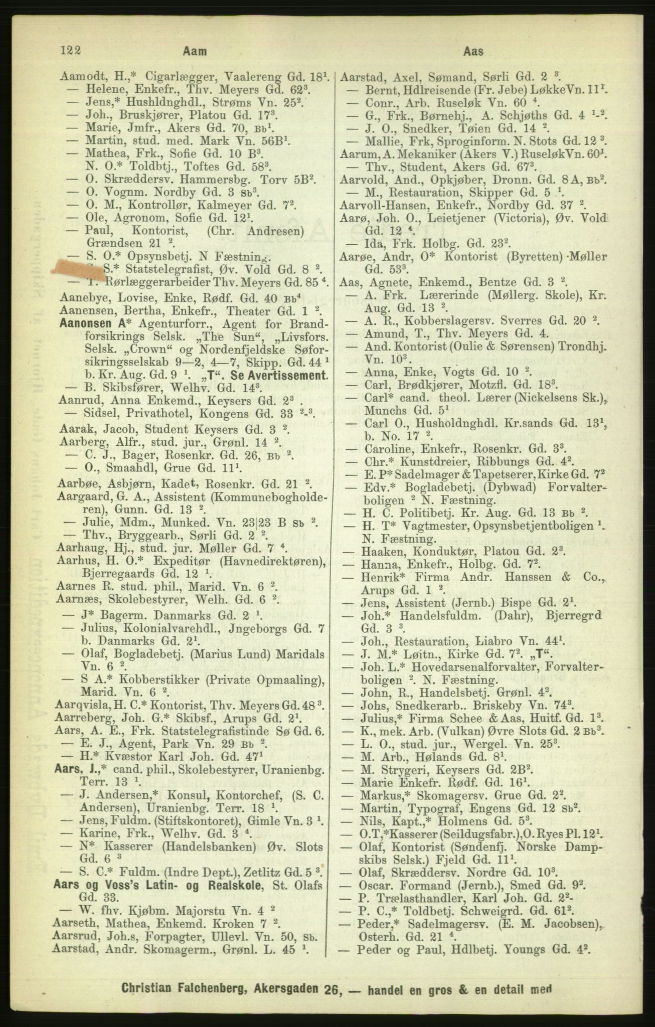 Kristiania/Oslo adressebok, PUBL/-, 1886, s. 122