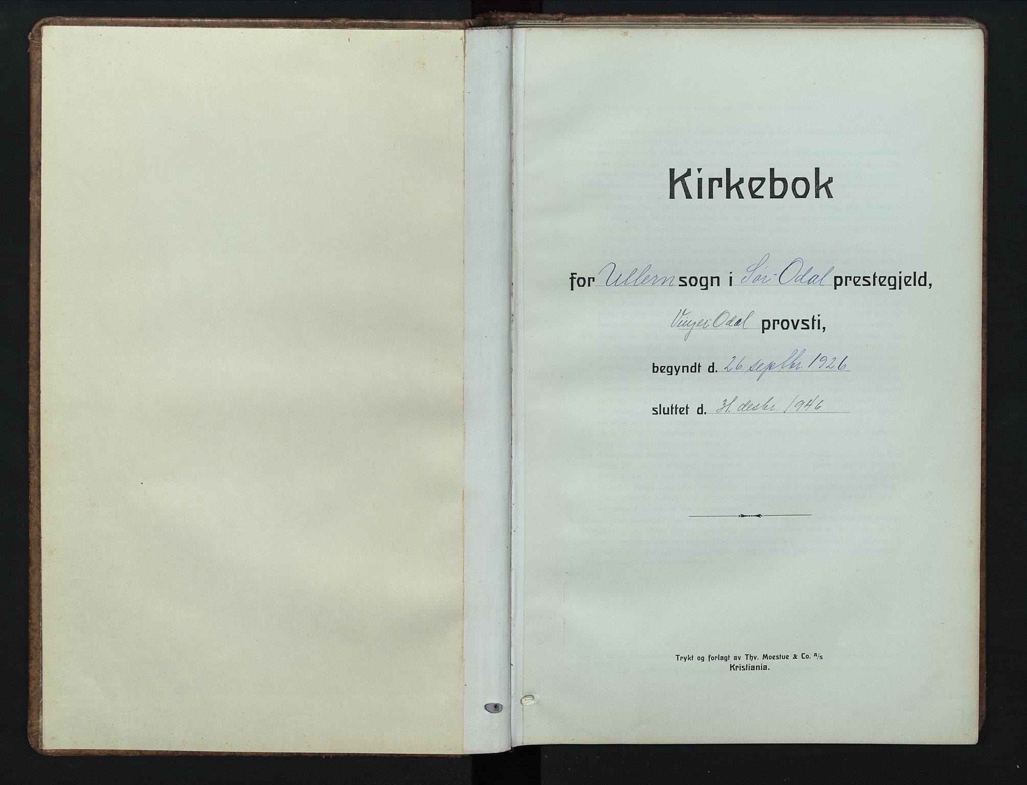 Sør-Odal prestekontor, AV/SAH-PREST-030/H/Ha/Hab/L0012: Klokkerbok nr. 12, 1926-1946